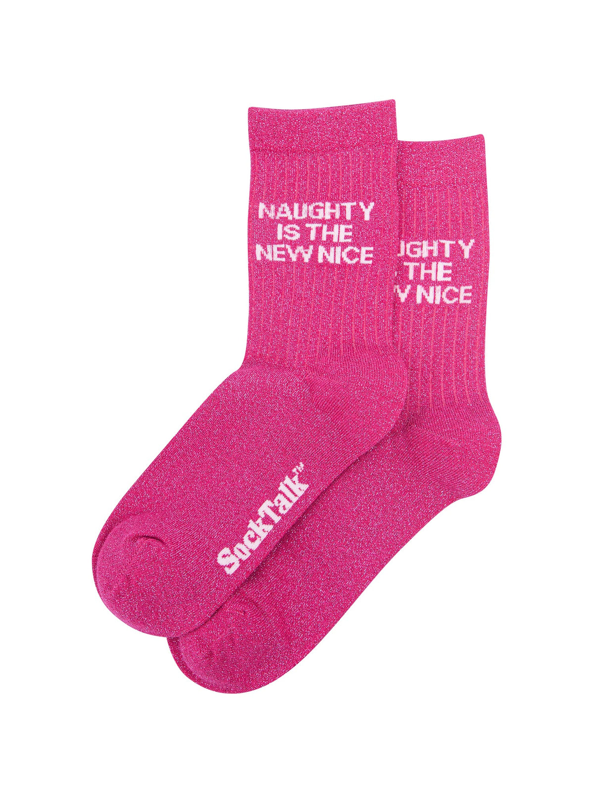 Naughty-Is-The-New-Nice-Combed-Cotton-Glitter-Socks-in-Hot-Pink-Laid-Flat