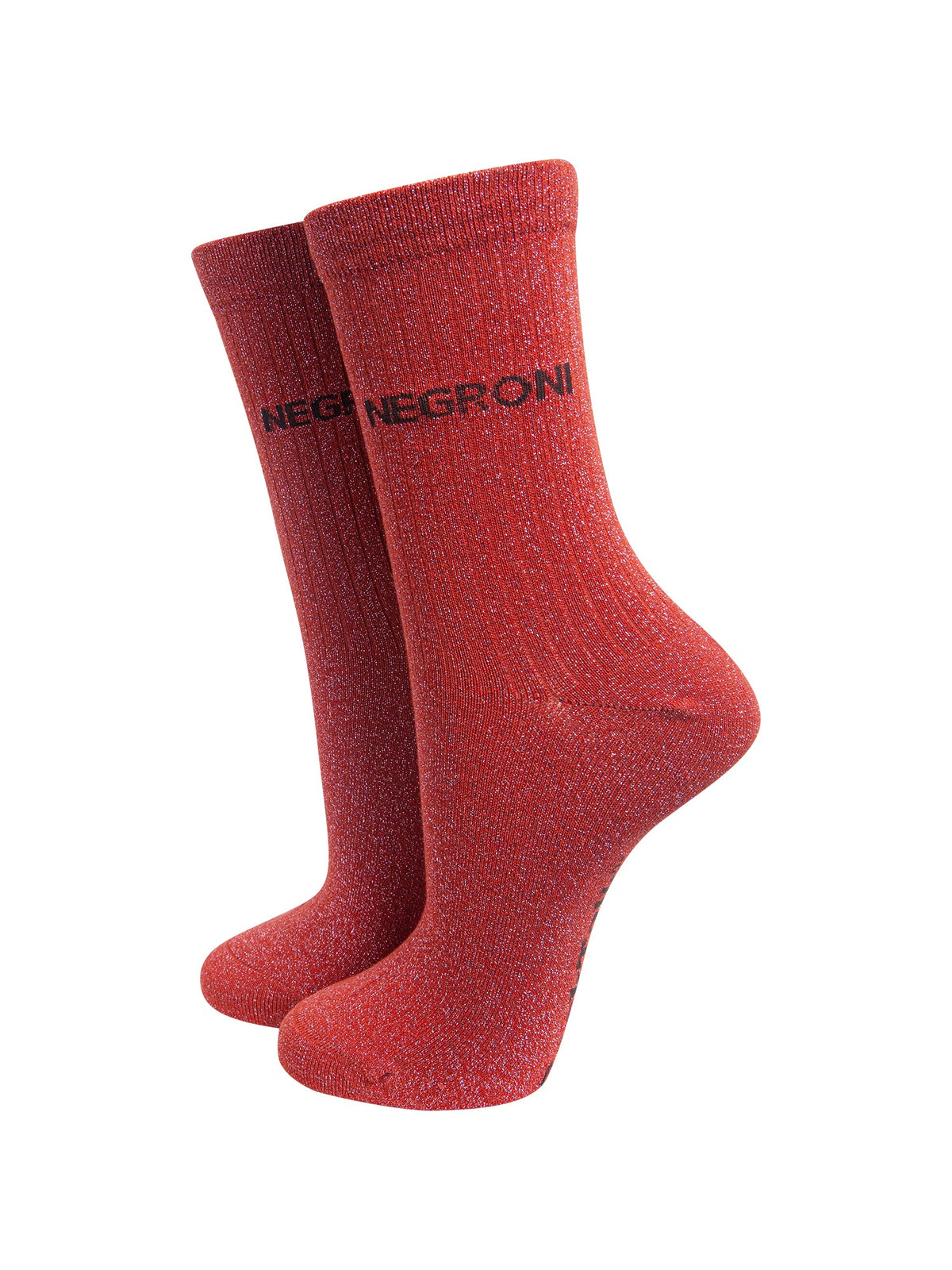 Negroni-Combed-Cotton-Glitter-Socks-in-Burnt-Orange-On-Mannequin