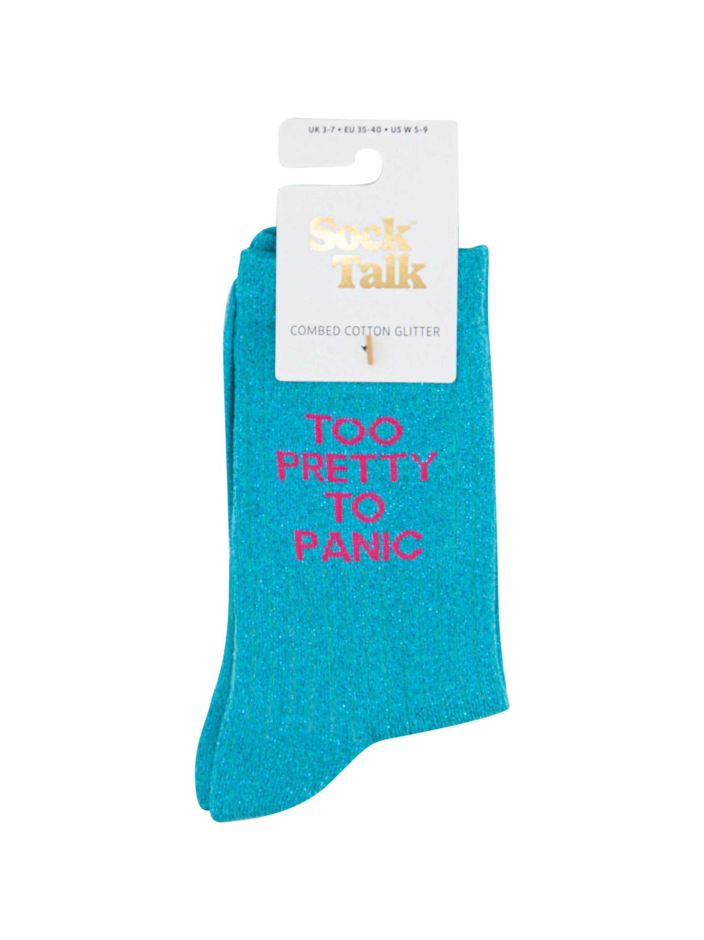 Too Pretty Combed Cotton Glitter Socks in Turquoise