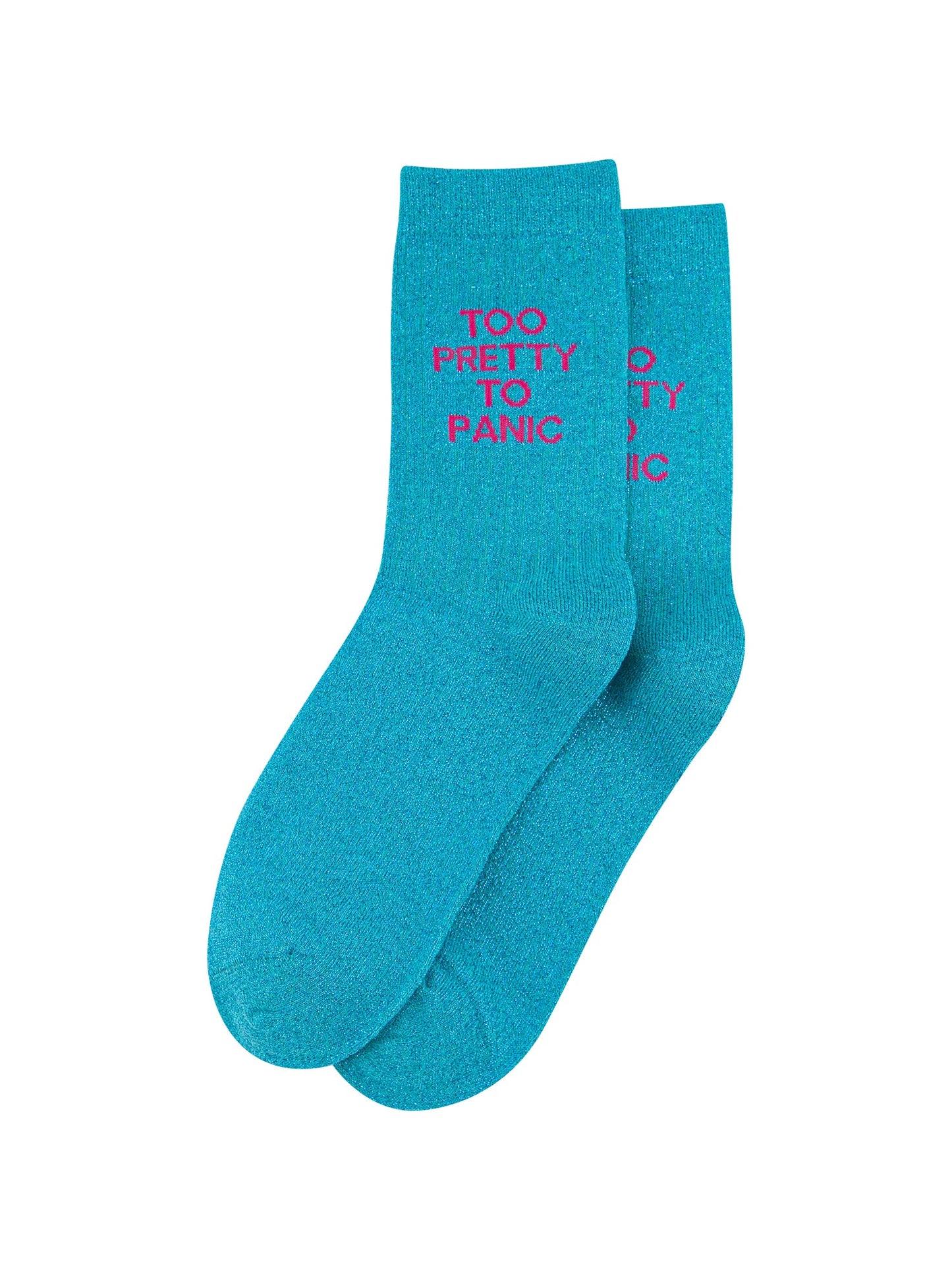 Too Pretty Combed Cotton Glitter Socks in Turquoise