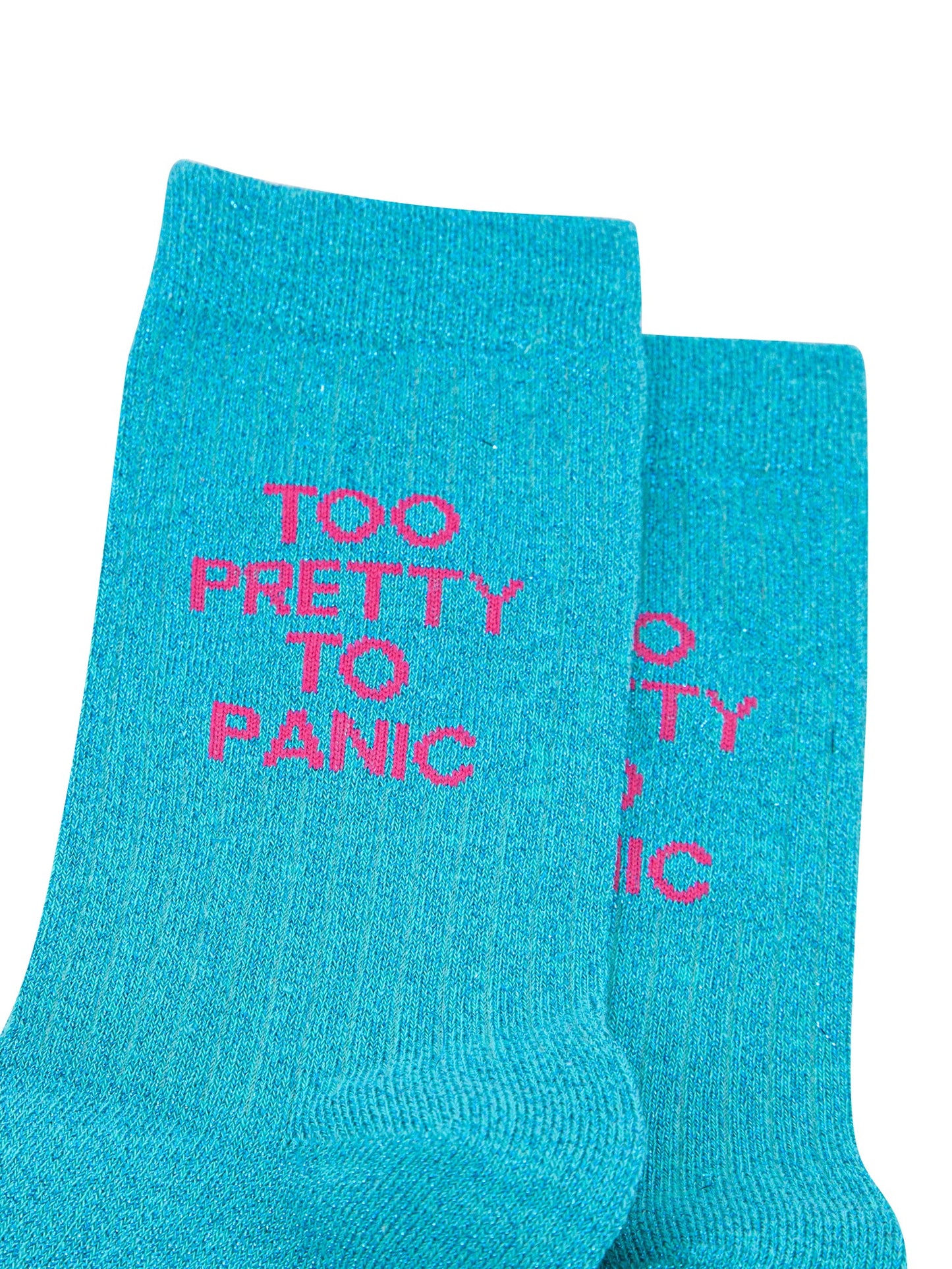 Too Pretty Combed Cotton Glitter Socks in Turquoise