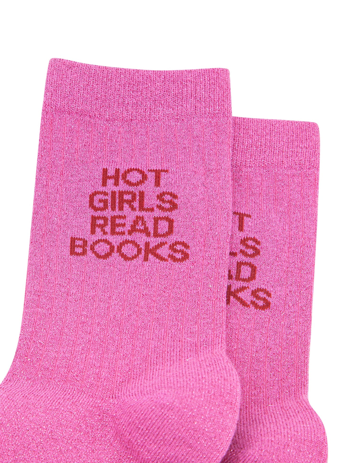 Read Books Combed Cotton Glitter Socks in Hot Pink