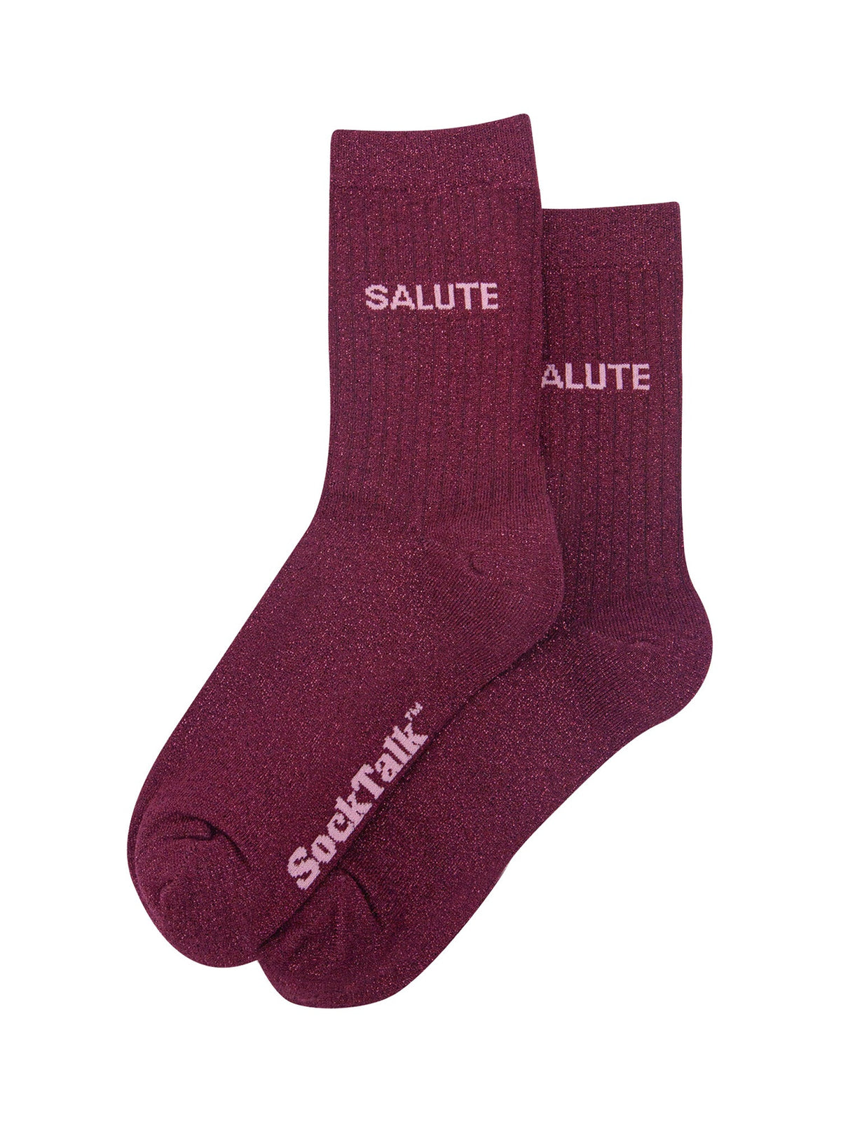 Salute-Combed-Cotton-Glitter-Socks-in-Wine-Laid-Flat