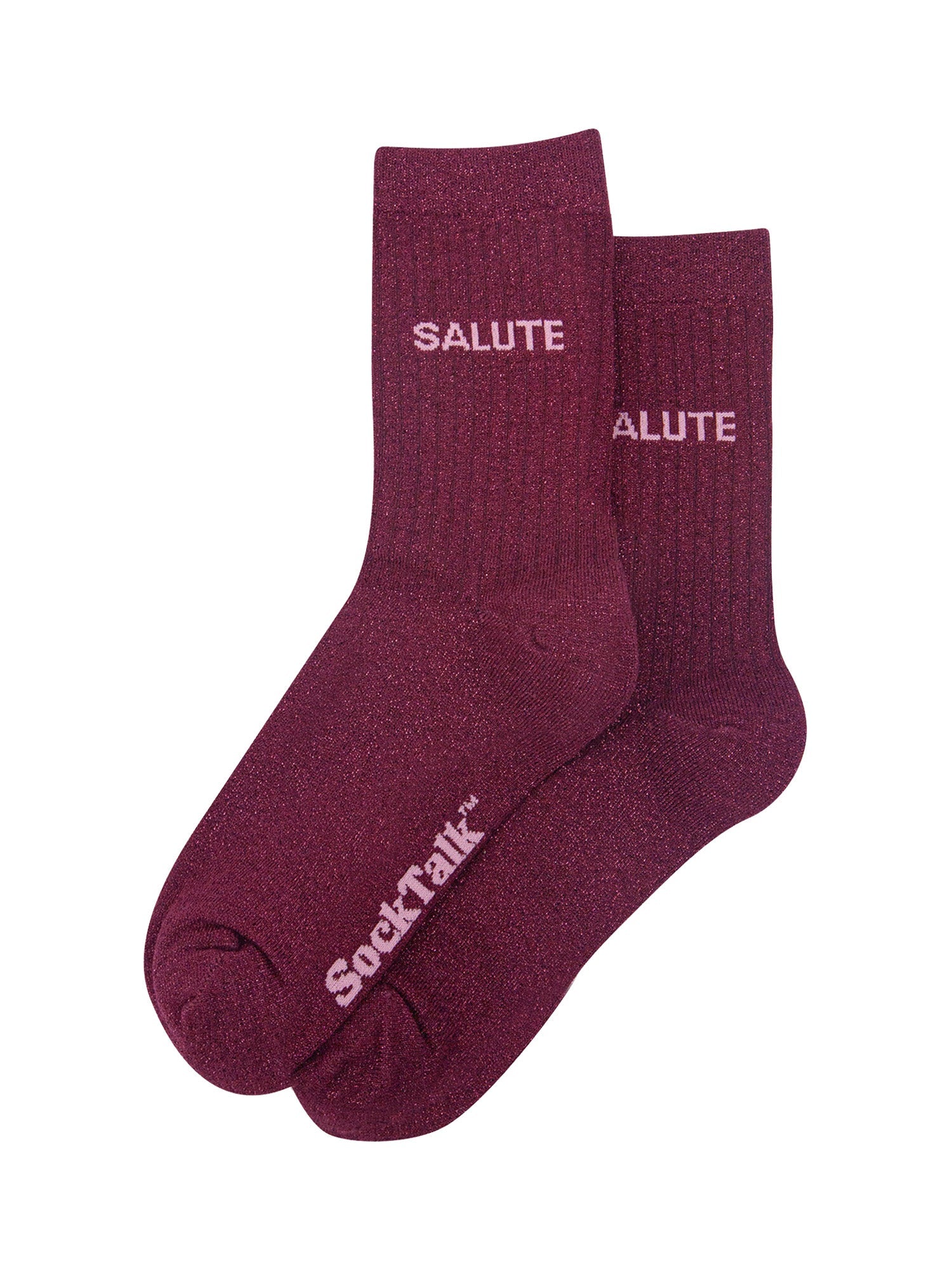 Salute-Combed-Cotton-Glitter-Socks-in-Wine-Laid-Flat