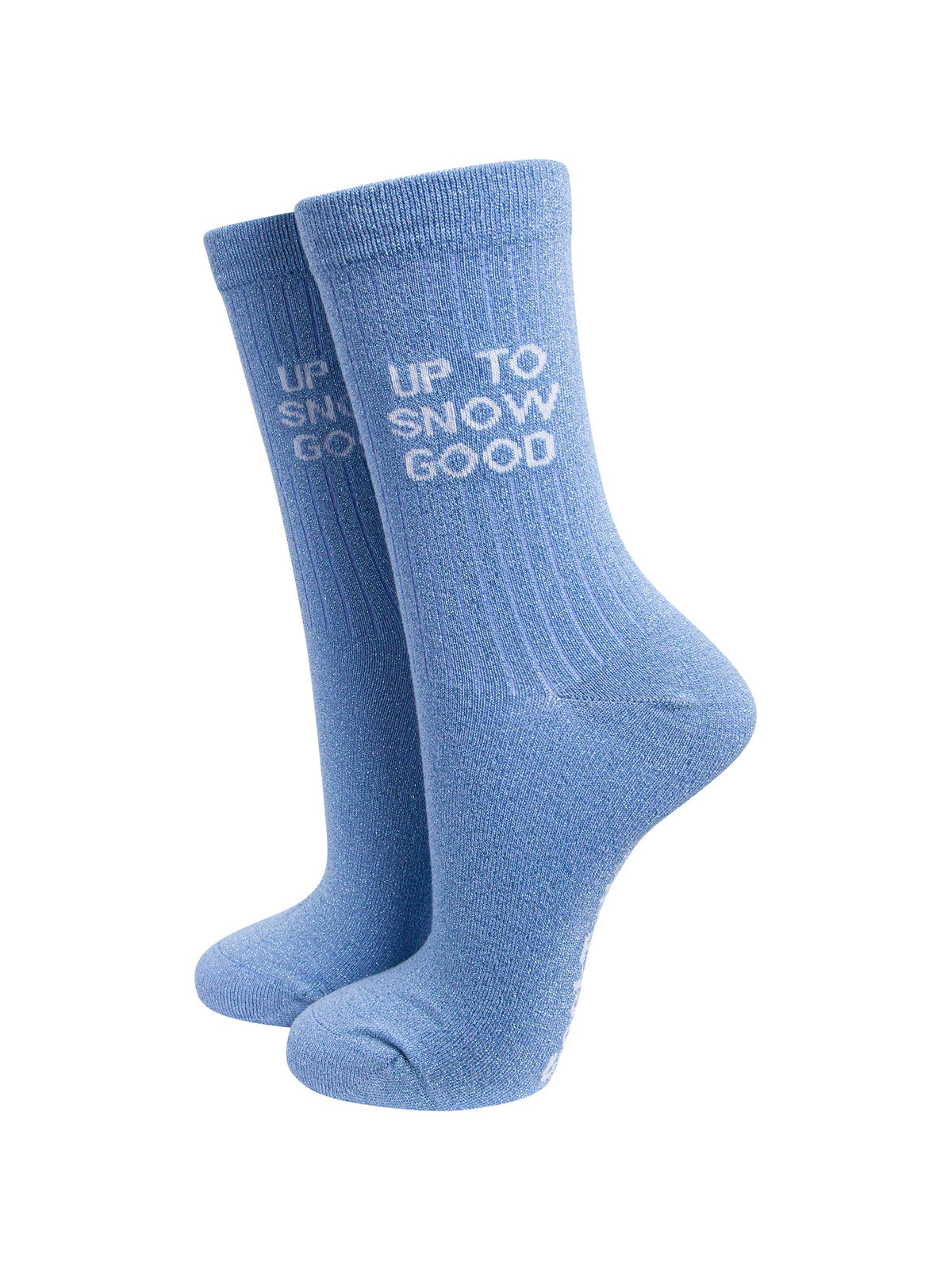 Up-to-Snow-Good-Combed-Cotton-Glitter-Socks-in-Light-Blue-On-Mannequin