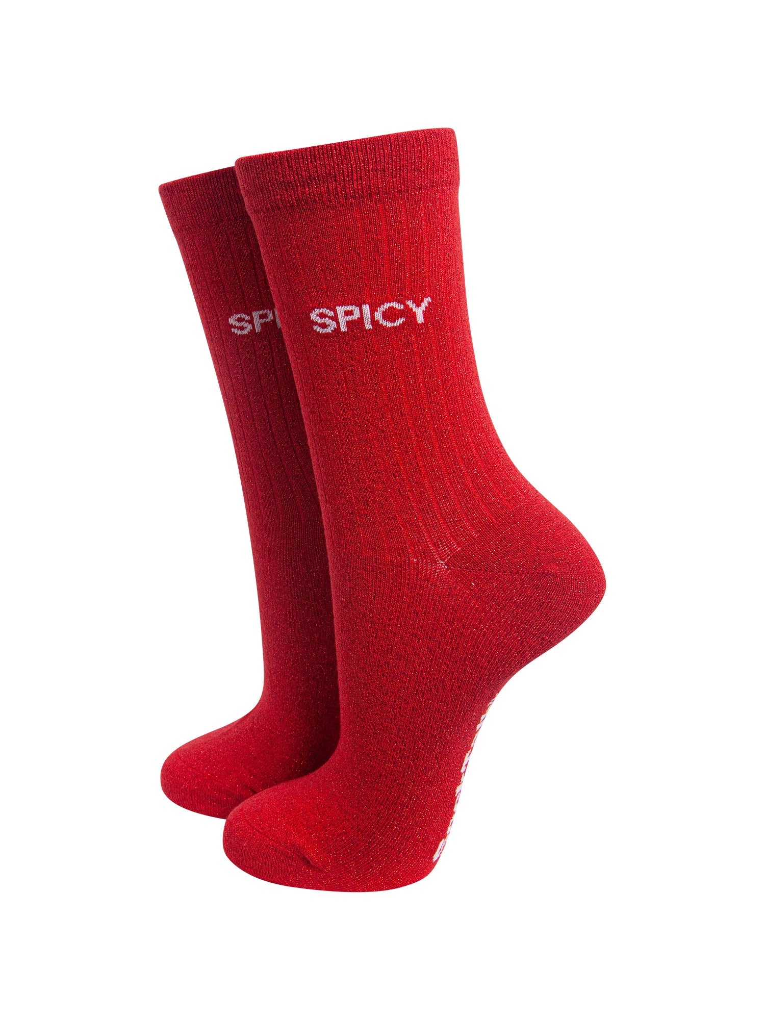 Spicy-Combed-Cotton-Glitter-Socks-in-Red-On-Mannequin