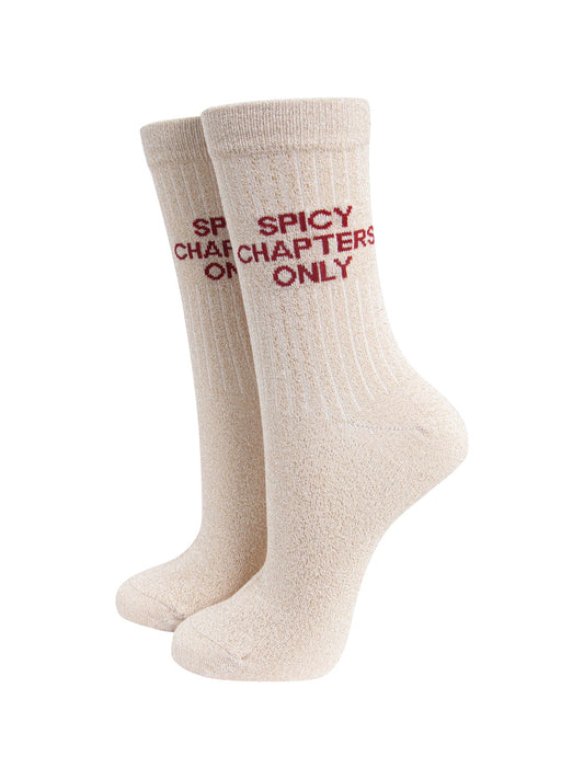 Spicy Chapters Combed Cotton Glitter Socks in Cream