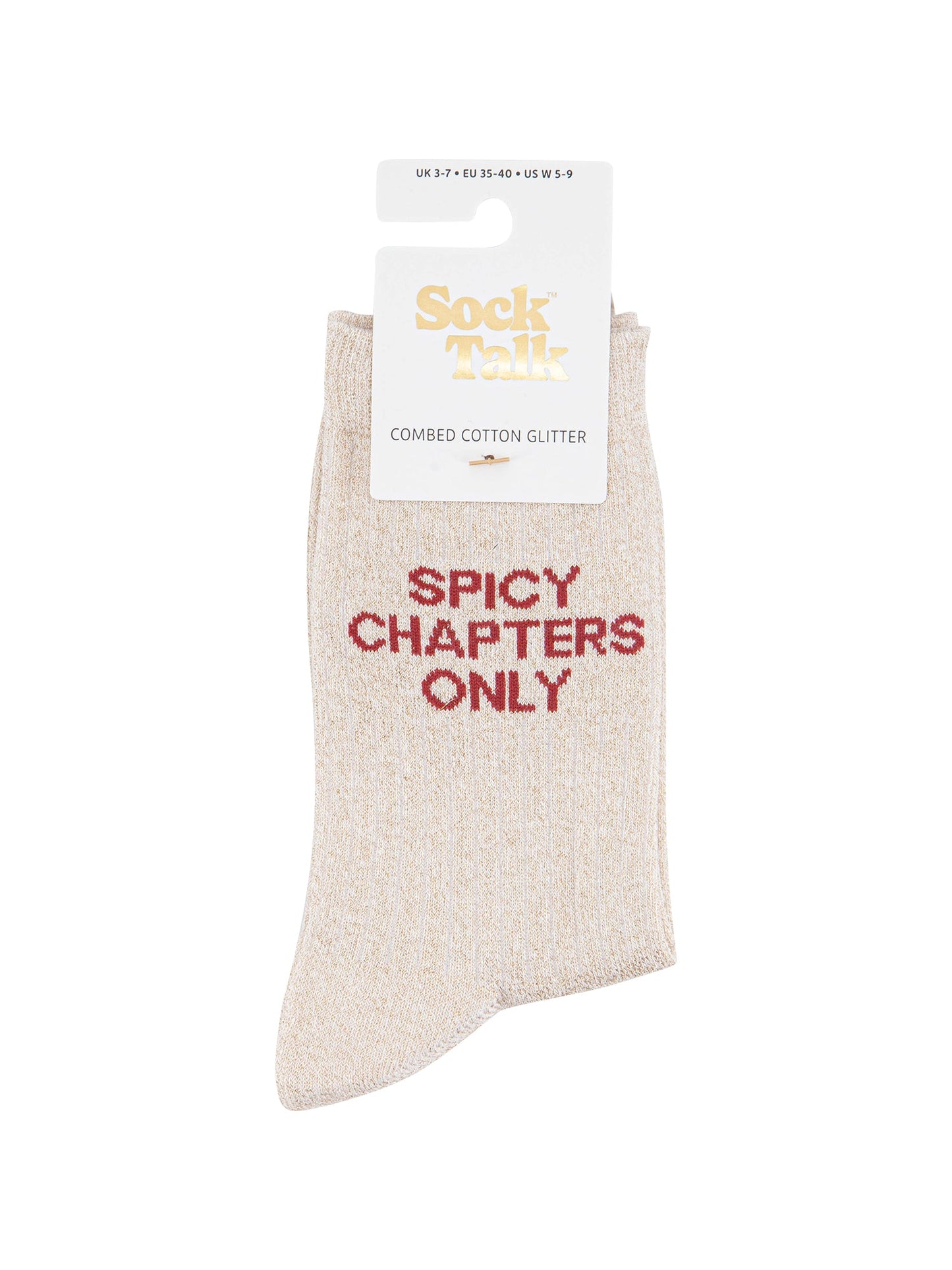 Spicy Chapters Combed Cotton Glitter Socks in Cream
