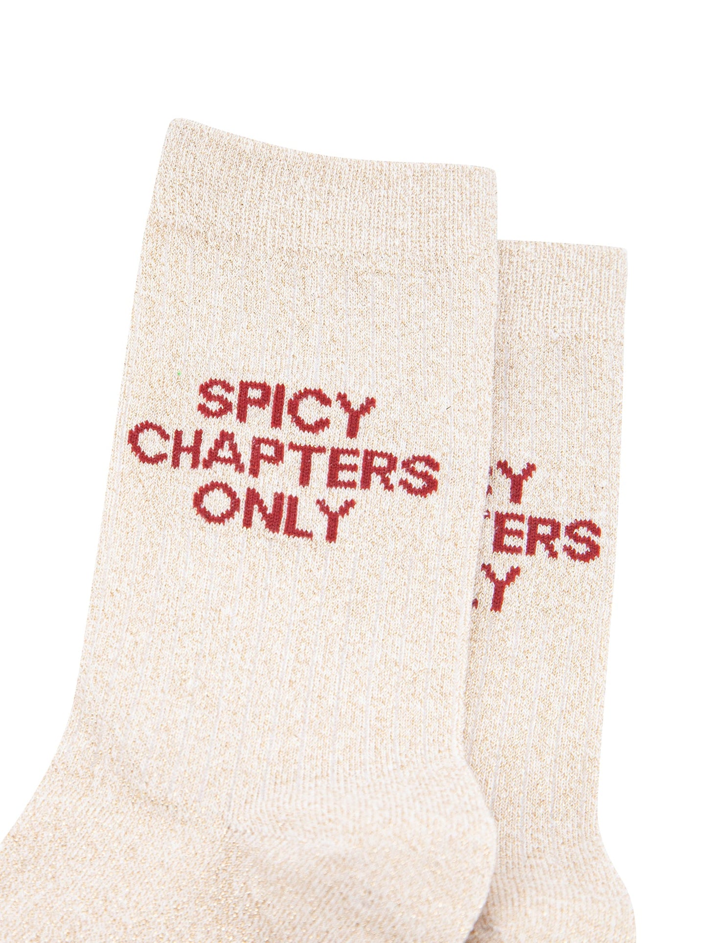 Spicy Chapters Combed Cotton Glitter Socks in Cream