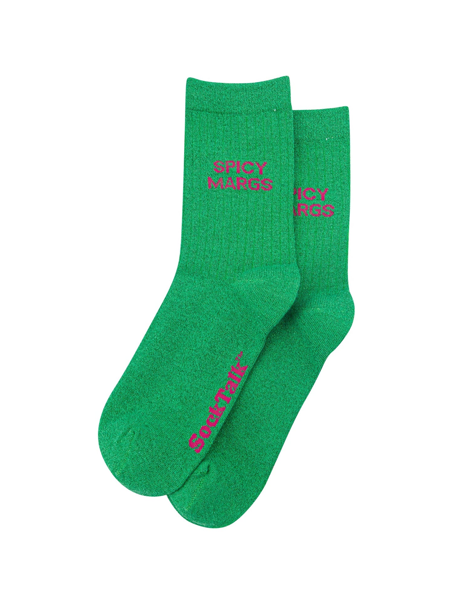 Spicy-Margs-Combed-Cotton-Glitter-Socks-in-Green-Laid-Flat