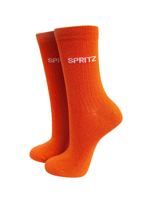 Spritz Combed Cotton Glitter Socks in Orange