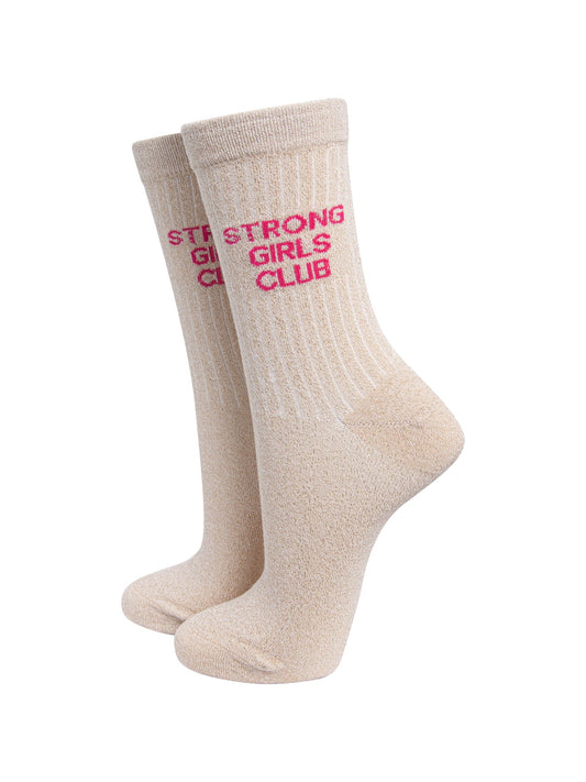 Strong-Girls-Club-Combed-Cotton-Glitter-Socks-in-Cream-On-Mannequin