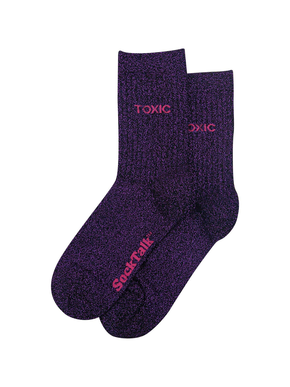 Toxic-Combed-Cotton-Glitter-Socks-in-Black-Purple-Laid-Flat