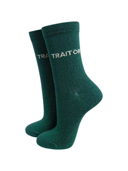 Traitor-Combed-Cotton-Glitter-Socks-in-Green-On-Mannequin