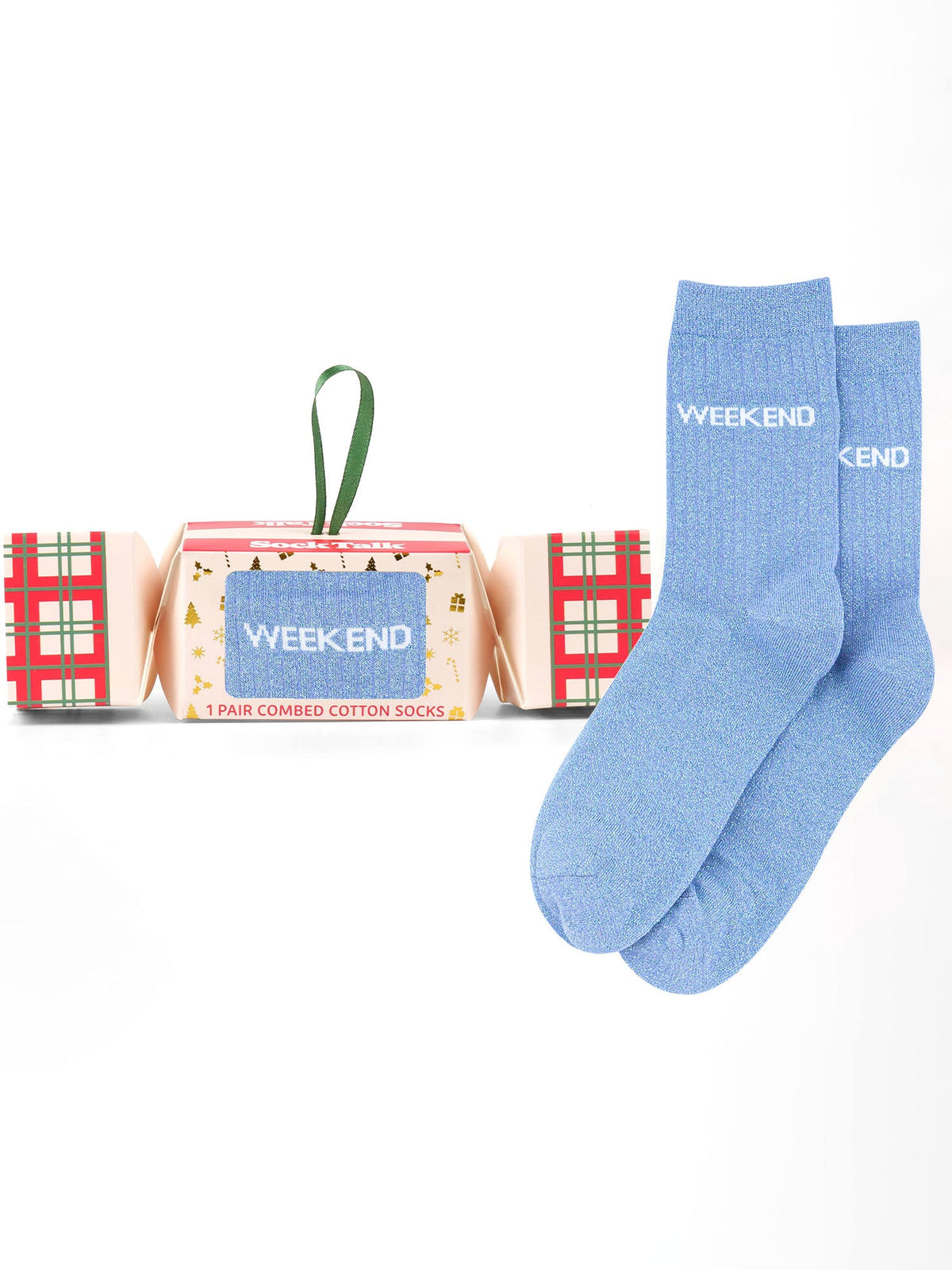 Weekend-Combed-Cotton-Glitter-Crew-Socks-Christmas-Cracker-Gift-Box-in-Light-Blue