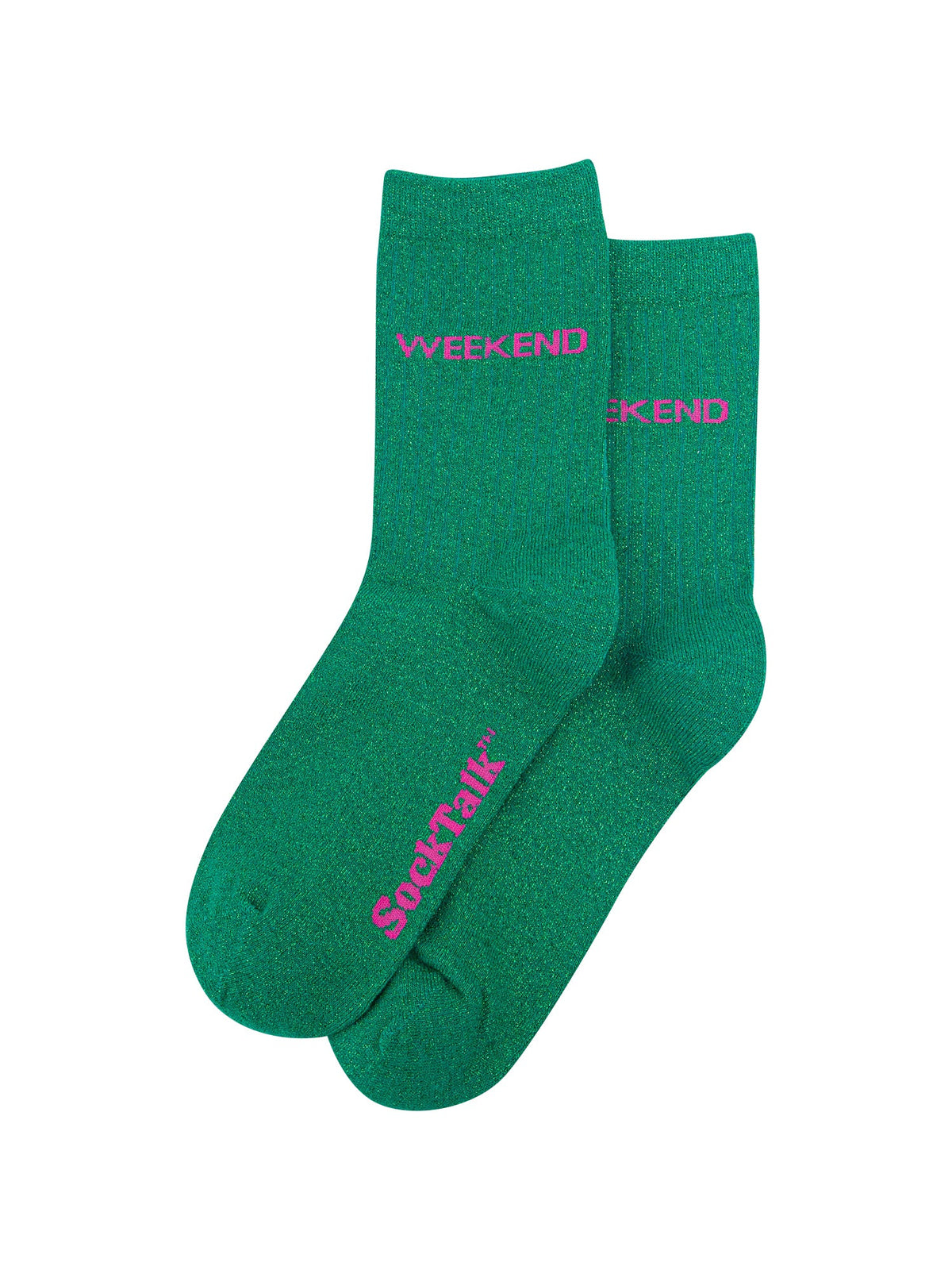 Weekend-Combed-Cotton-Glitter-Socks-in-Green-Laid-Flat