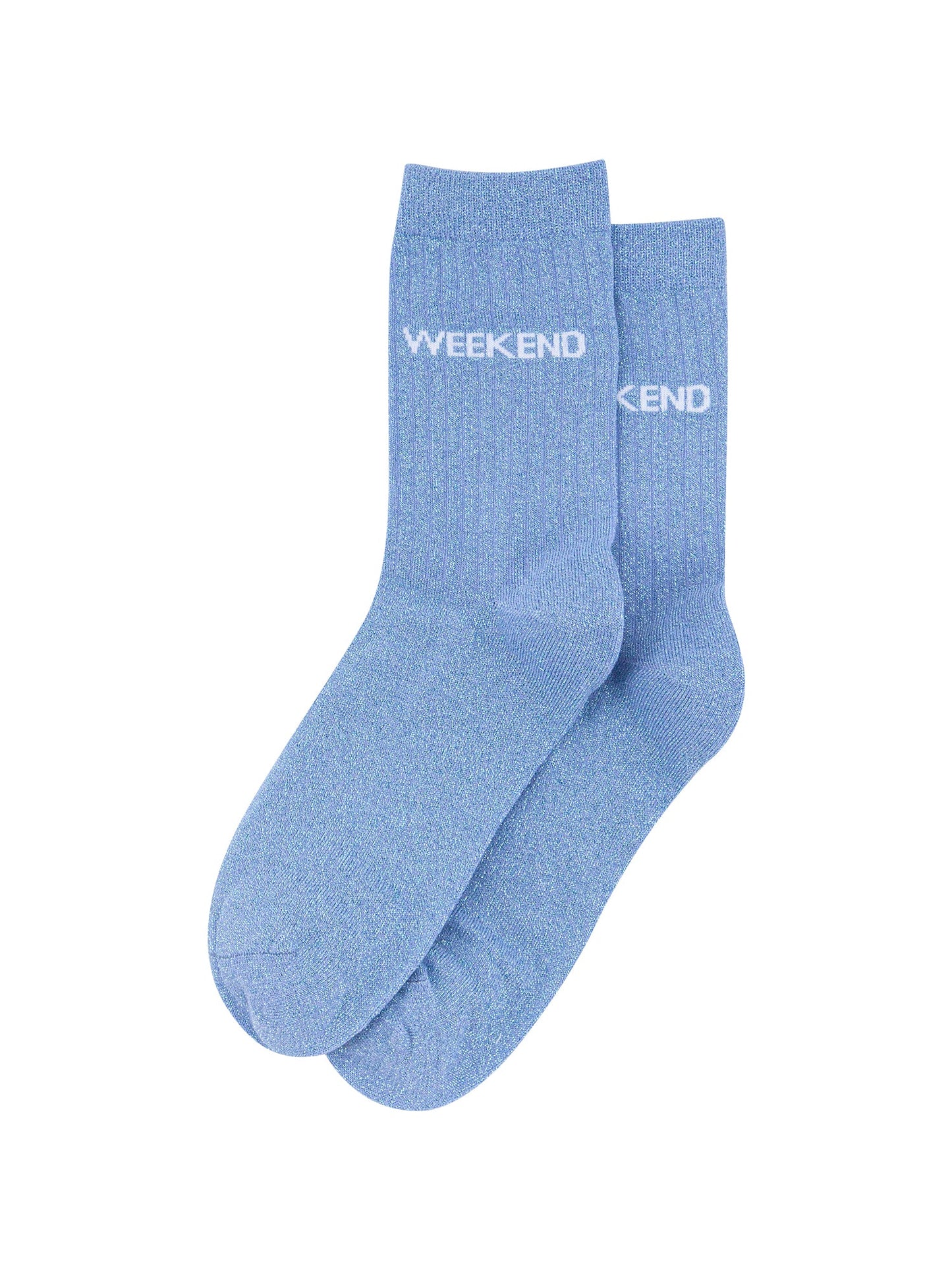 Weekend Combed Cotton Glitter Socks in Light Blue