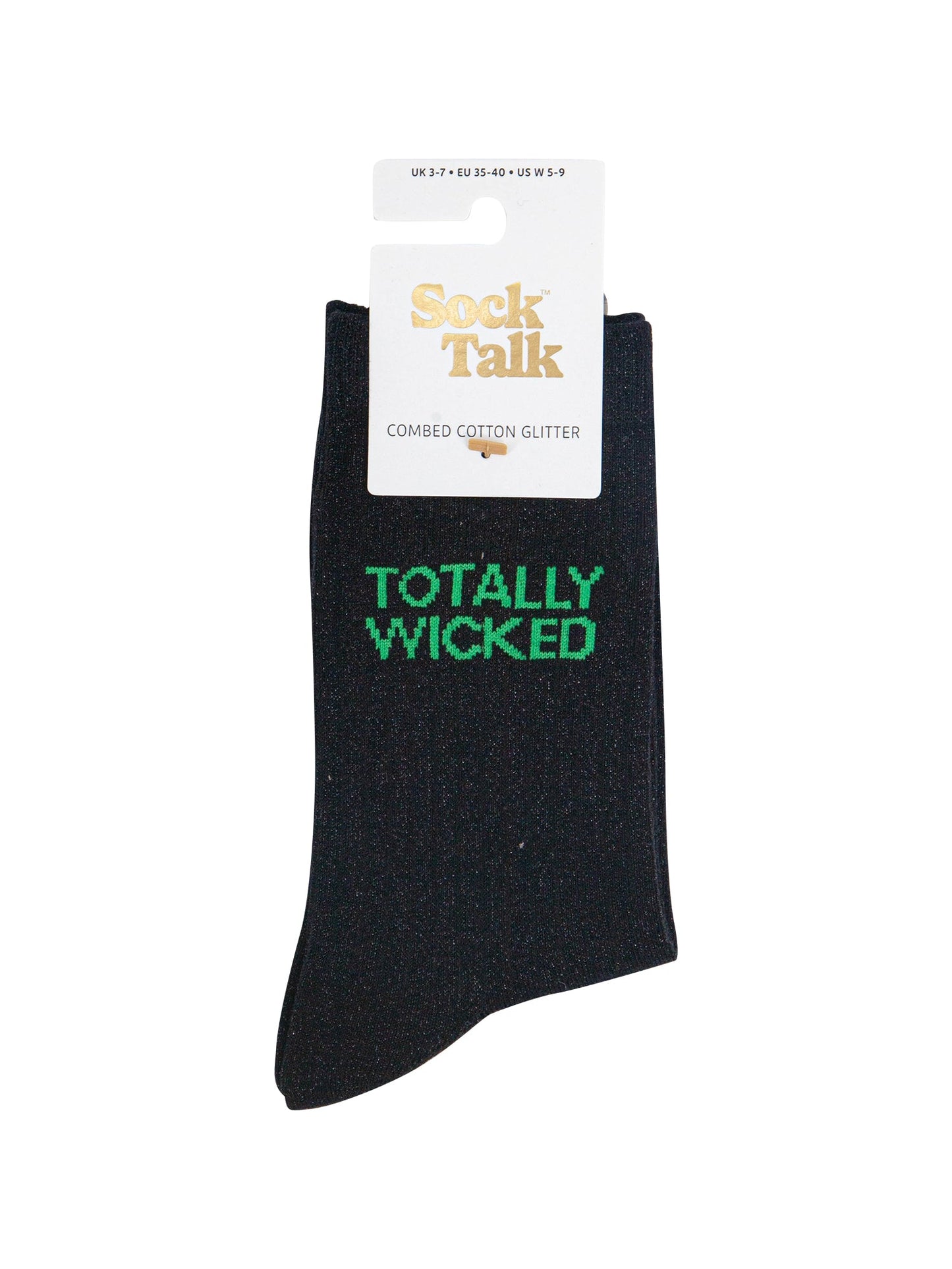 Totally Wicked Combed Cotton Glitter Socks in Black