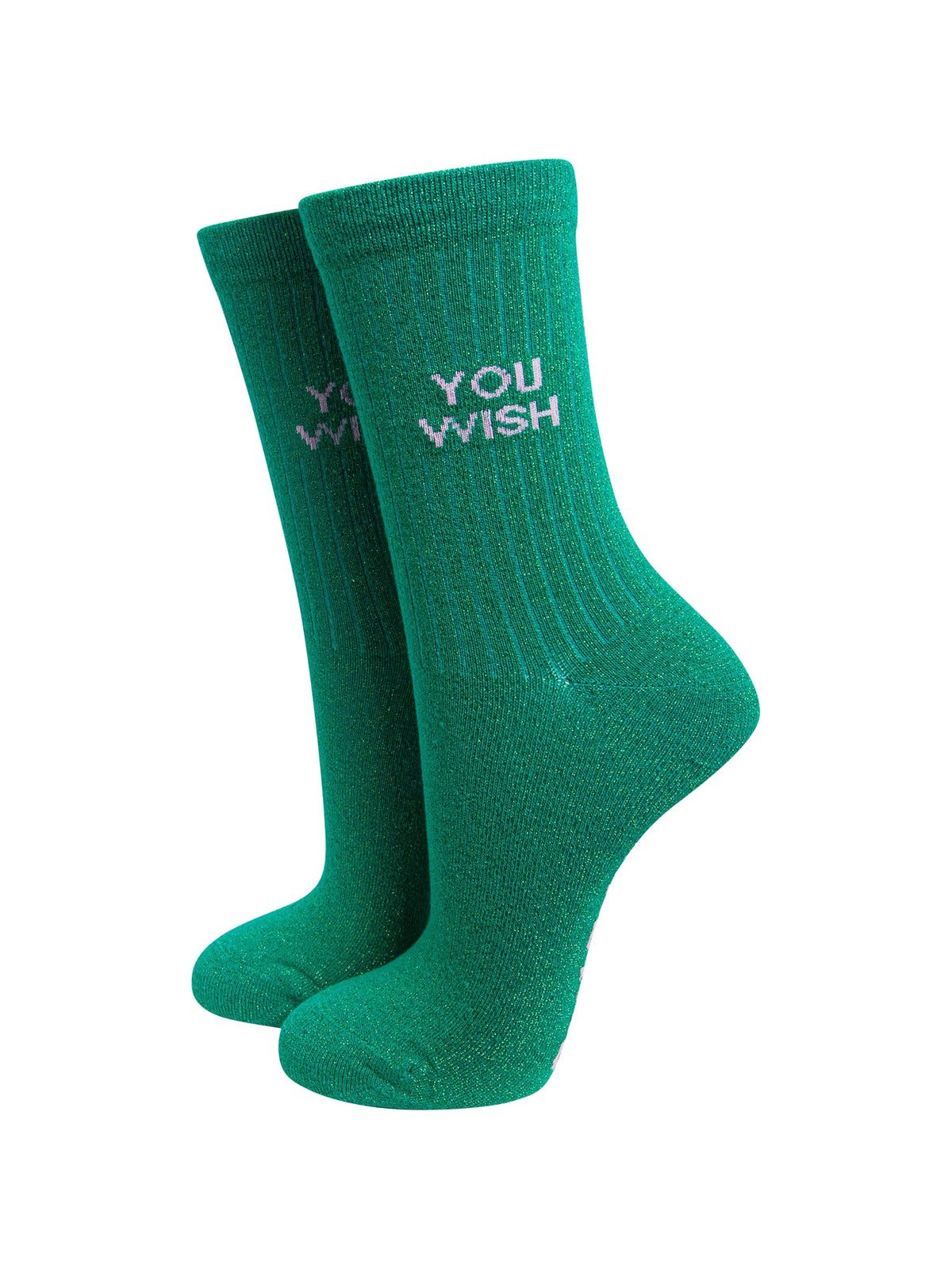 You-Wish-Combed-Cotton-Glitter-Socks-in-Green-On-Mannequin