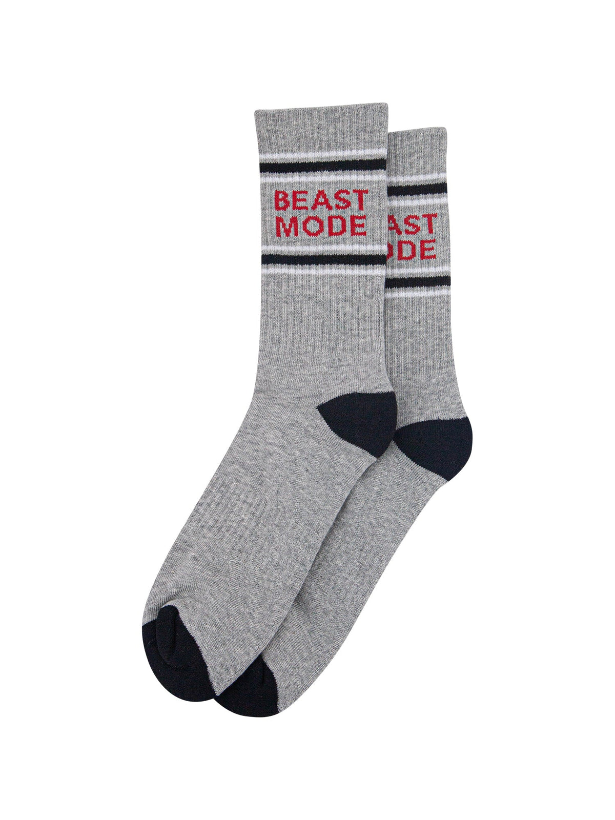 Beast-Mode-Organic-Cotton-Sports-Socks-in-Grey-Marl/Black-Laid-Flat