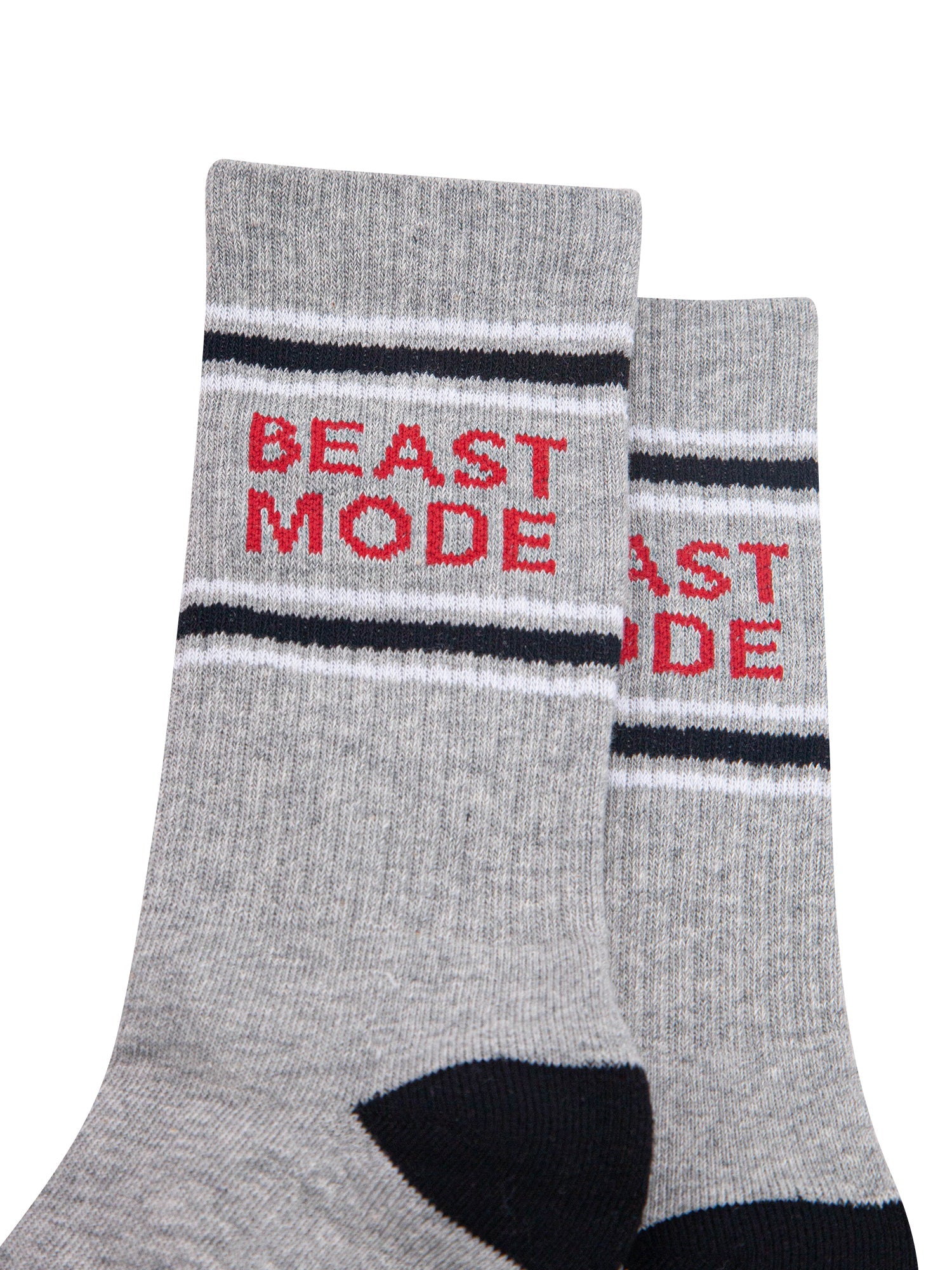 Beast-Mode-Organic-Cotton-Sports-Socks-in-Grey-Marl/Black-Close-Up