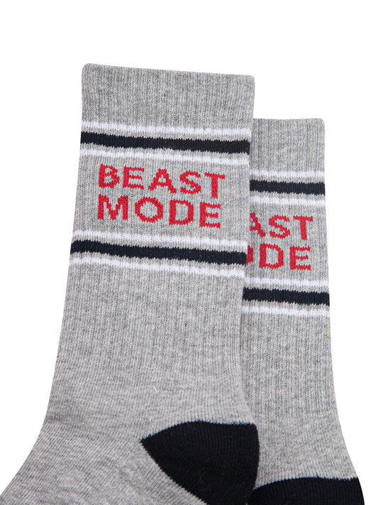 Beast-Mode-Organic-Cotton-Sports-Socks-in-Grey-Marl/Black-Close-Up
