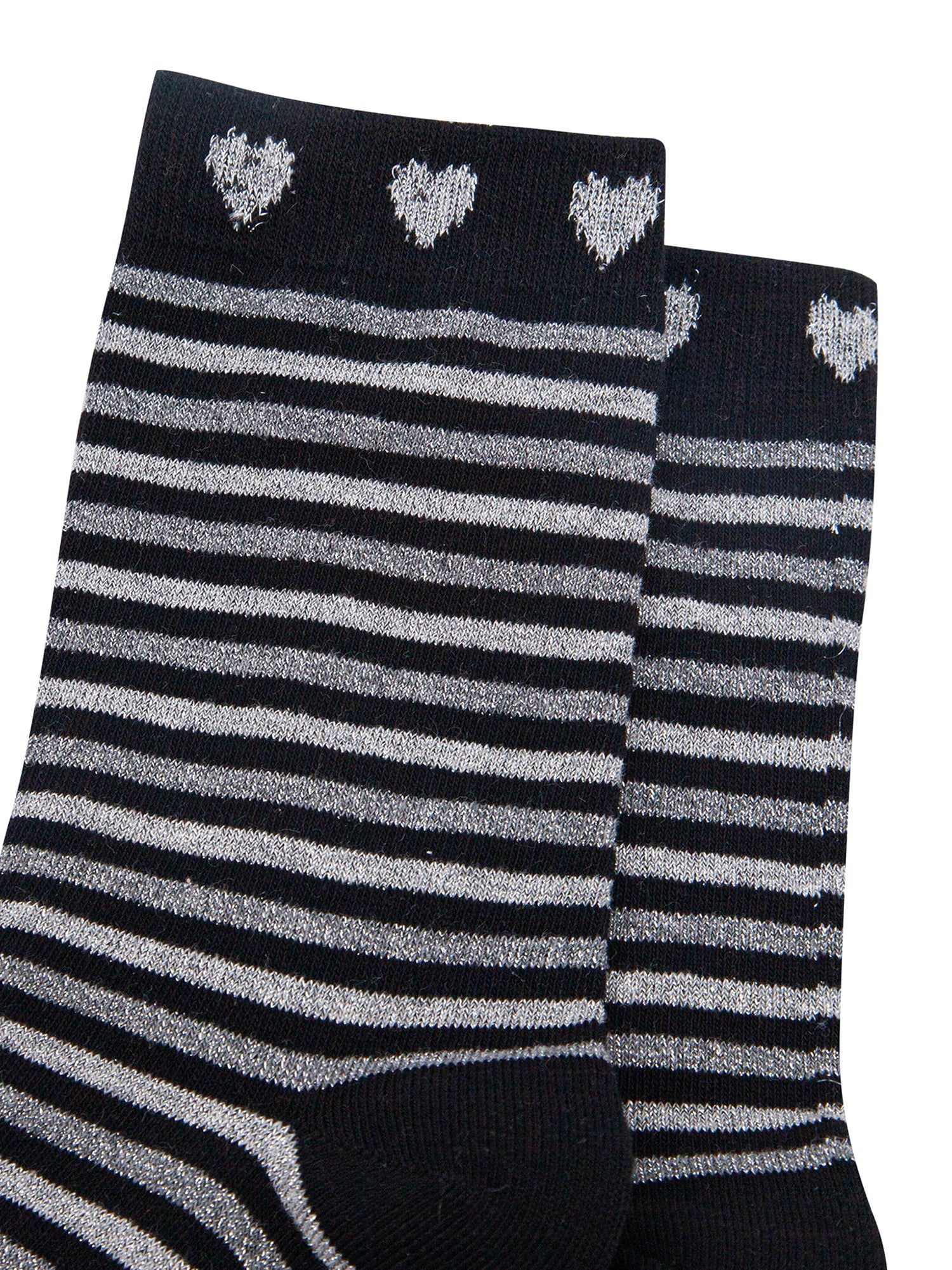Stripes-Hearts-Combed-Cotton-Glitter-Socks-in-Black-Grey-Marl-Closeup