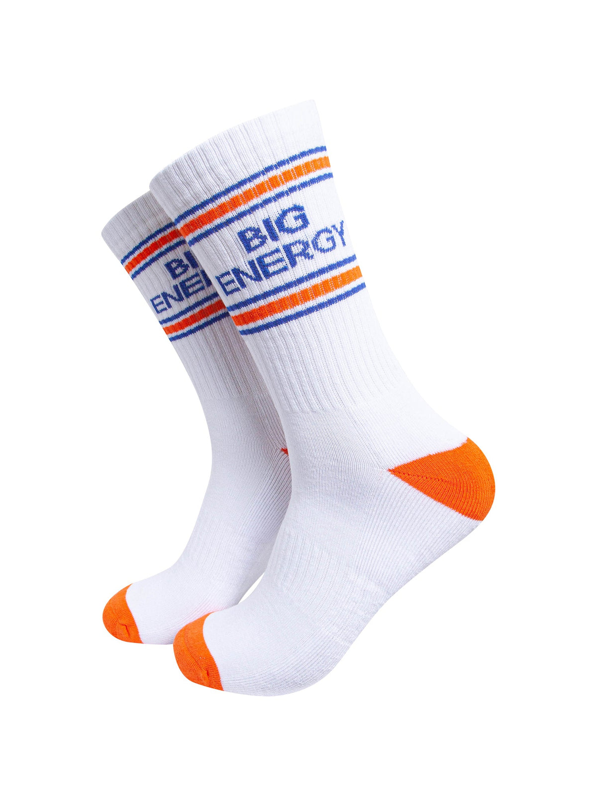 Big-Energy-Organic-Cotton-Sports-Socks-in-White/Orange-On-Mannequin