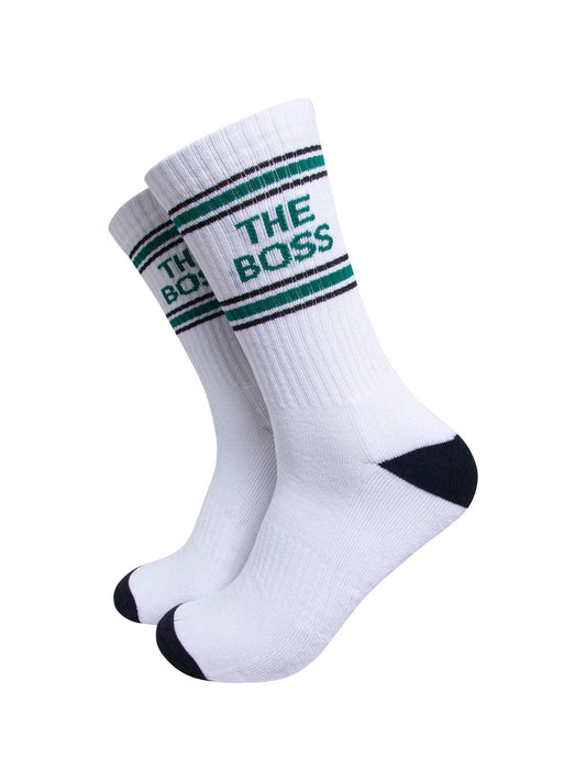 The-Boss-Organic-Cotton-Sports-Socks-in-White/Black-On-Mannequin