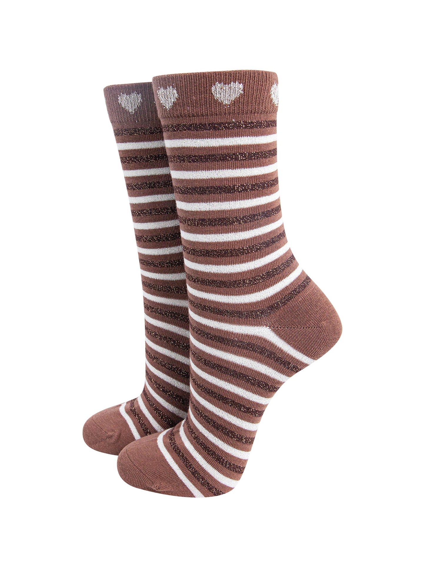 Stripes-Hearts-Combed-Cotton-Glitter-Socks-in-Chocolate-Beige-Mannequin