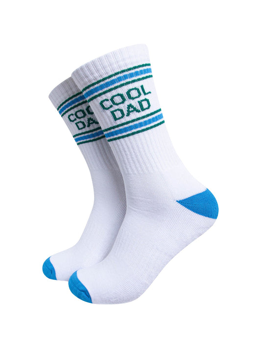 Cool-Dad-Organic-Cotton-Sports-Socks-in-White/Blue-On-Mannequin