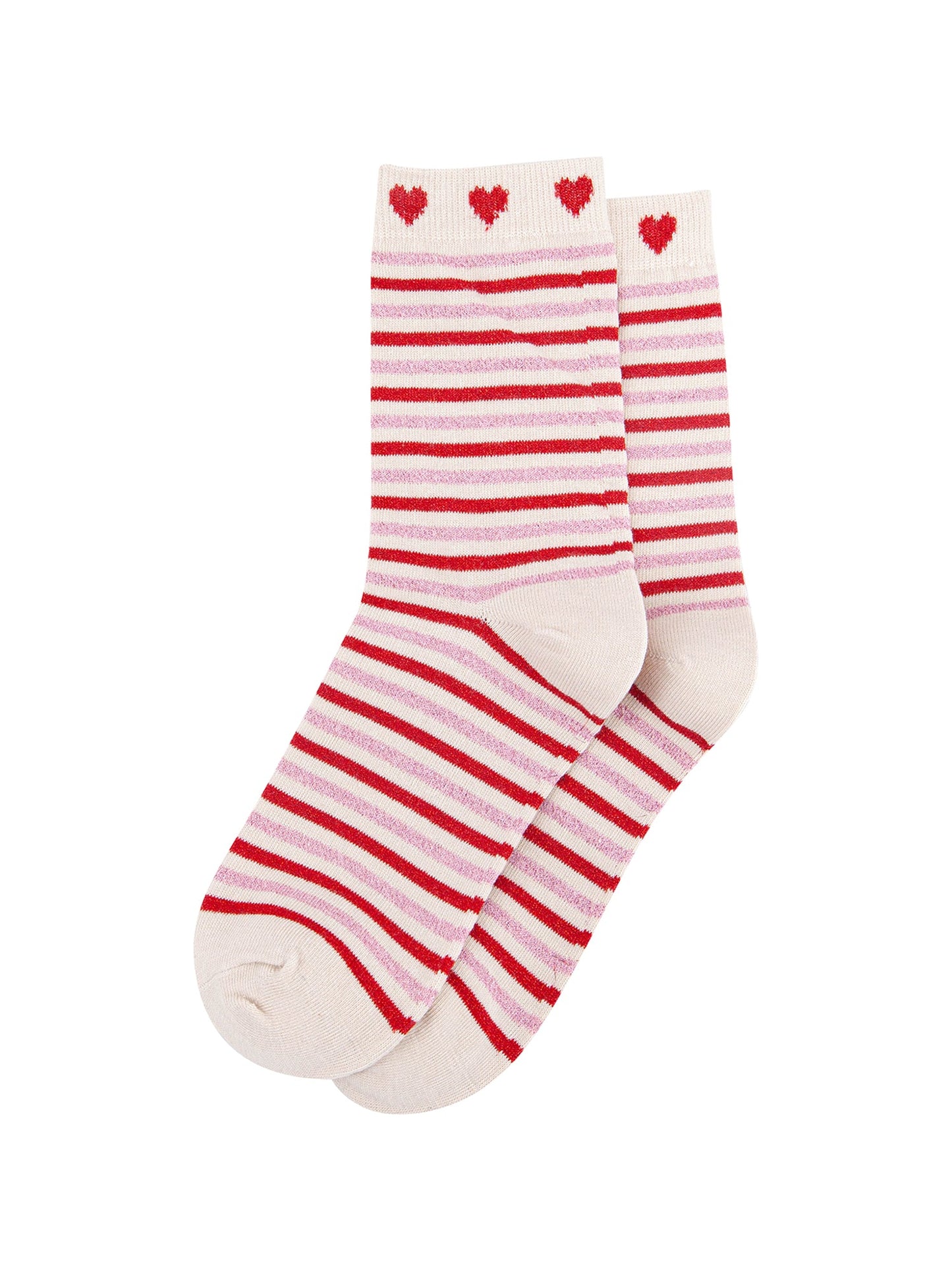 Stripes-Hearts-Combed-Cotton-Glitter-Socks-in-Cream-Red-flat-lay