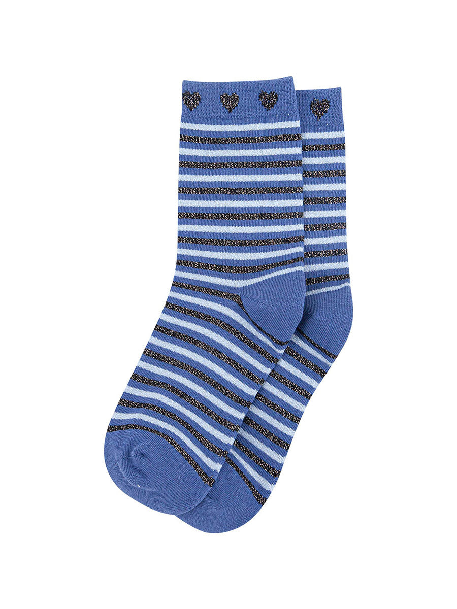 Stripes-Hearts-Combed-Cotton-Glitter-Socks-in-Blue-Navy-Lying-Flat