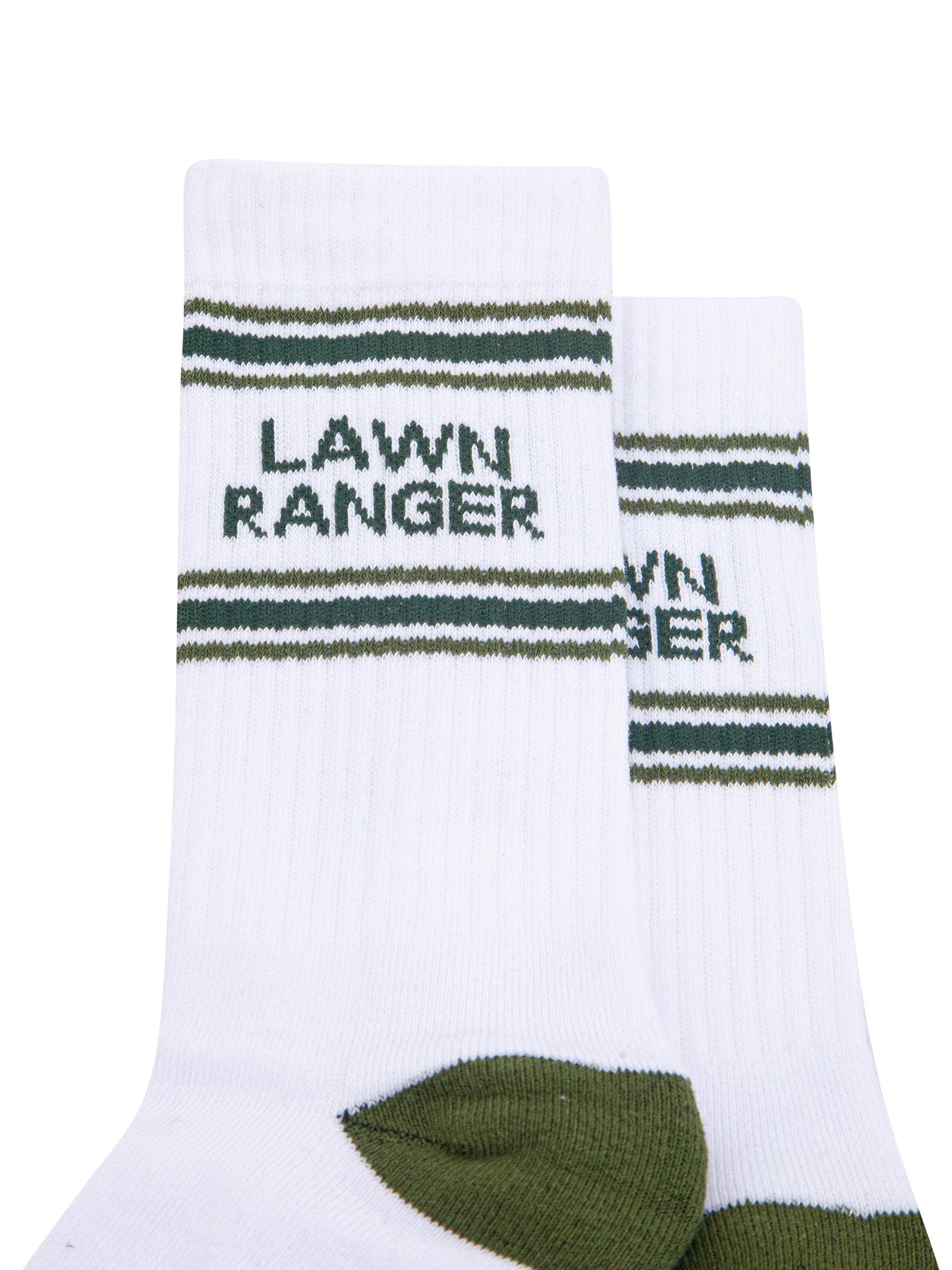 Lawn-Ranger-Organic-Cotton-Sports-Socks-in-White/Khaki-Green-Close-Up