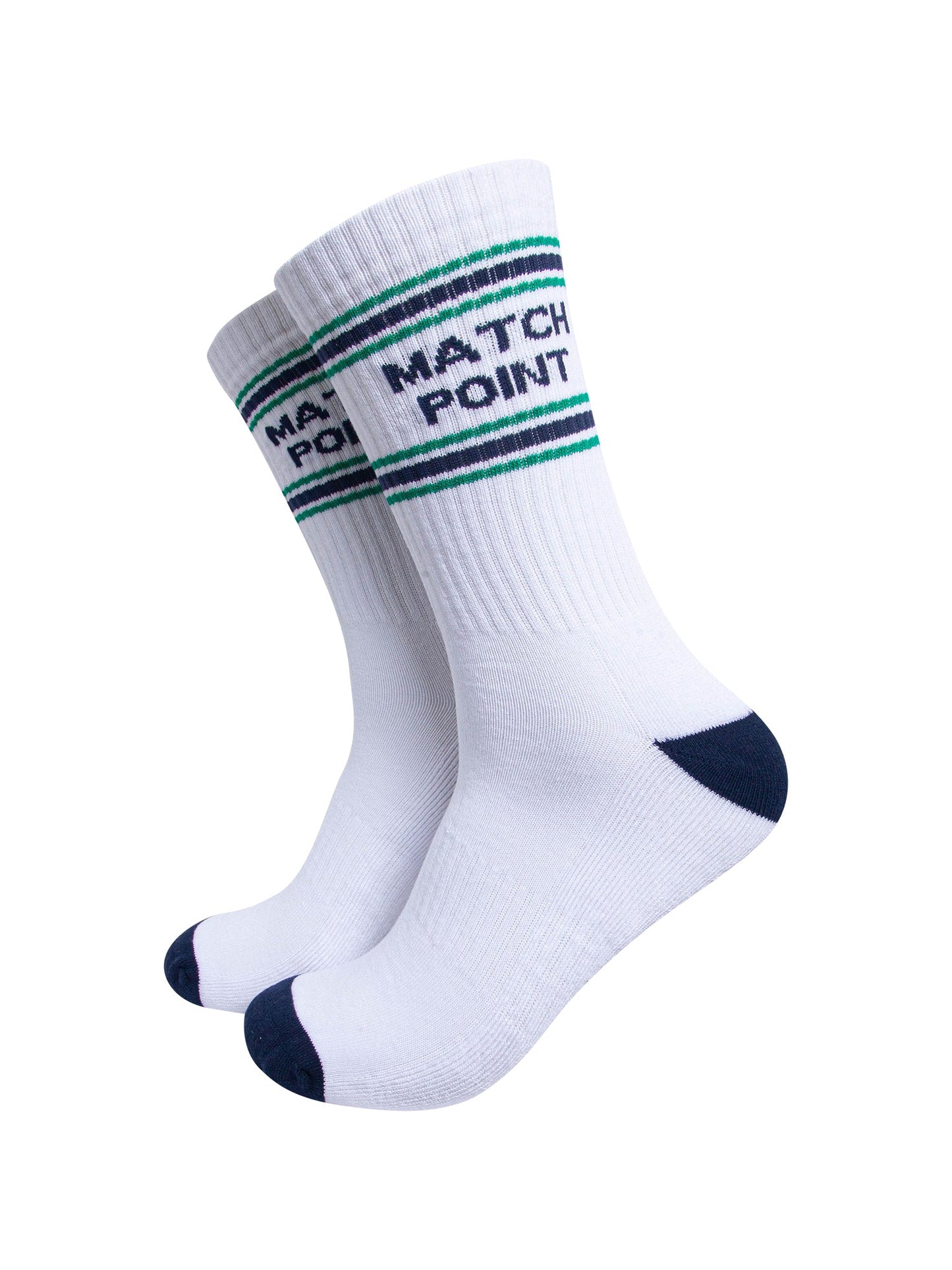 Match-Point-Organic-Cotton-Sports-Socks-in-White/Navy-Blue-On-Mannequin