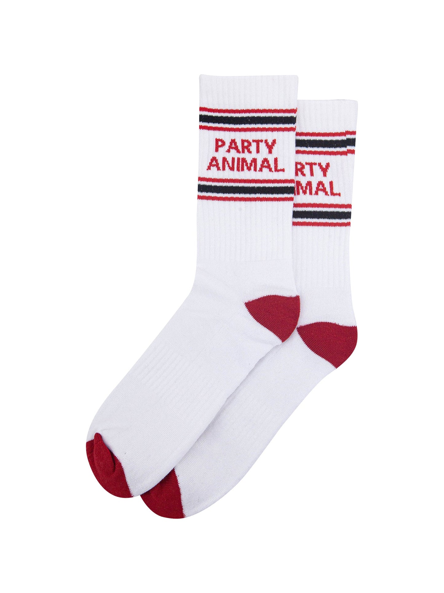 Party-Animal-Organic-Cotton-Sports-Socks-in-White/Red-Laid-Flat
