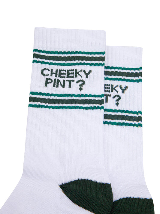 Cheeky-Pint?-Organic-Cotton-Sports-Socks-in-White/Green-Close-Up