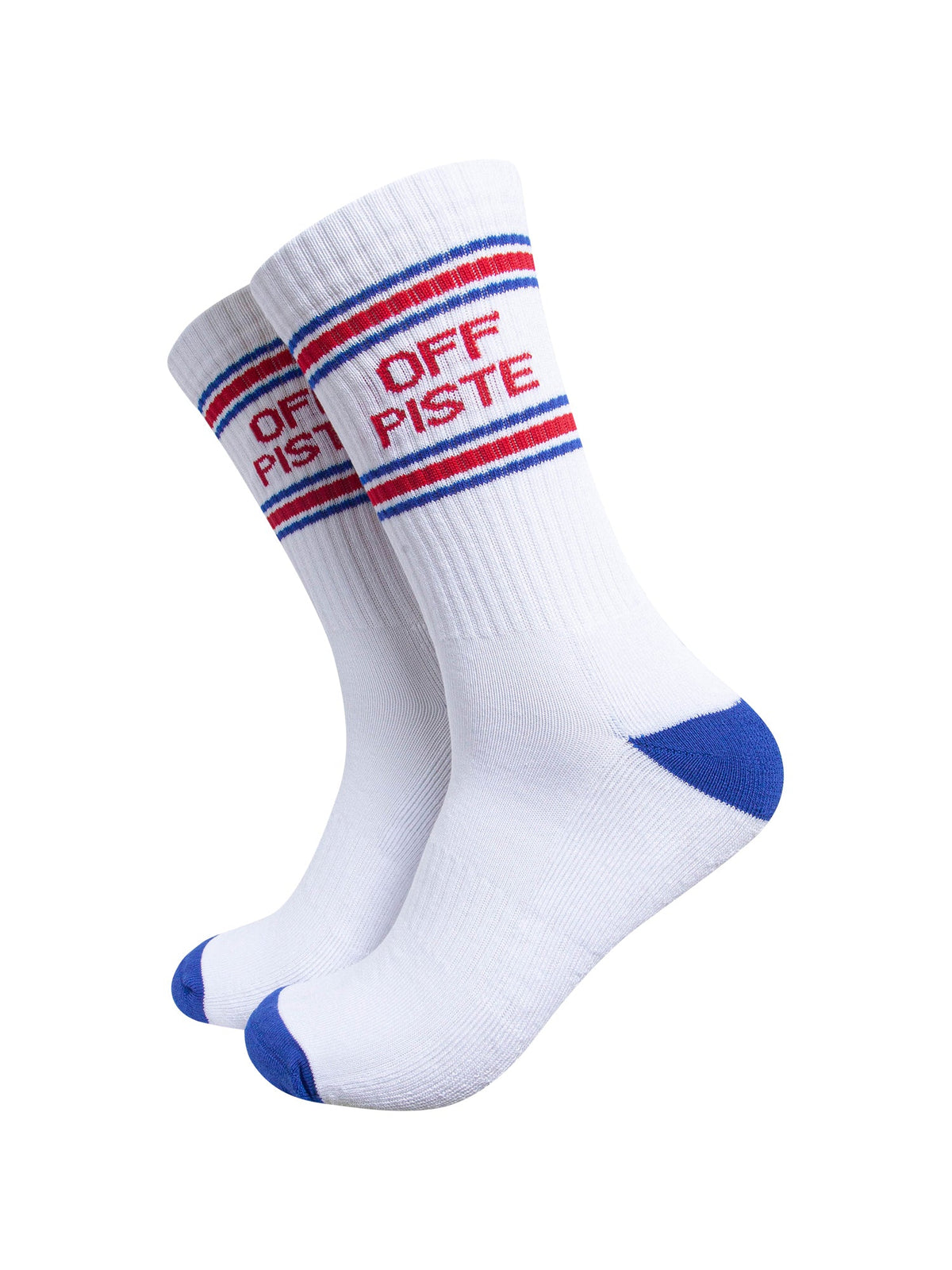 Off-Piste-Organic-Cotton-Sports-Socks-in-White/Royal-Blue-On-Mannequin