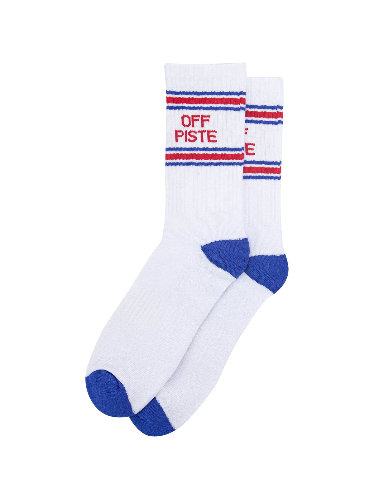Off-Piste-Organic-Cotton-Sports-Socks-in-White/Royal-Blue-Laid-Flat