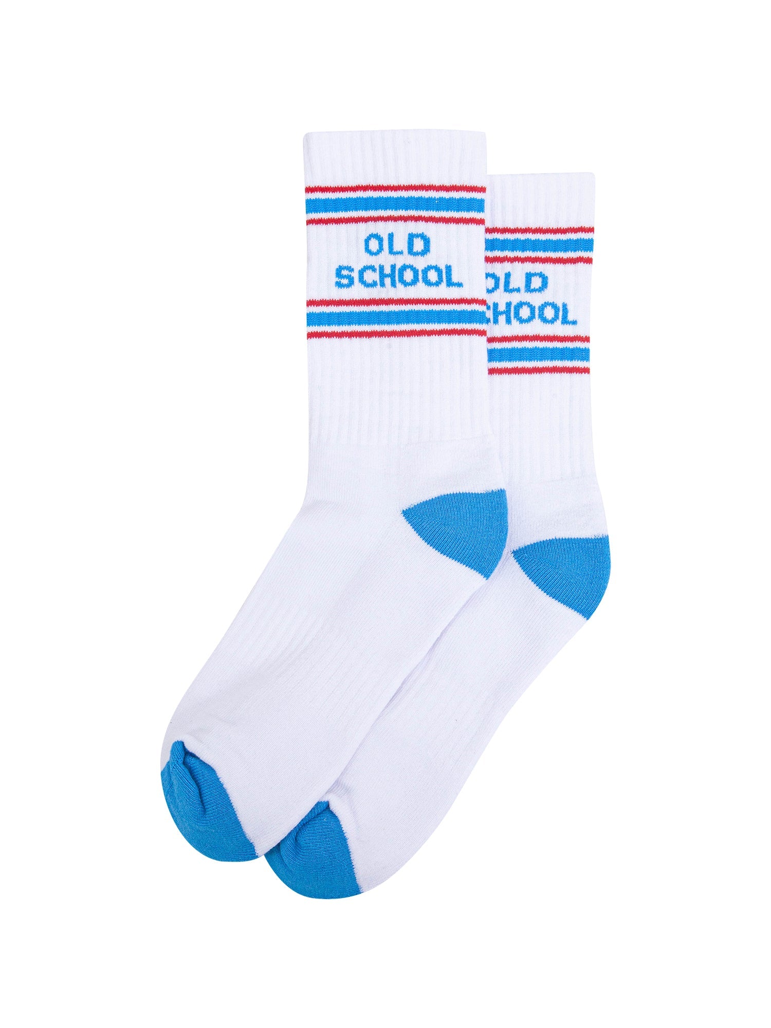 Old-School-Organic-Cotton-Sports-Socks-in-White/Blue-Laid-Flat