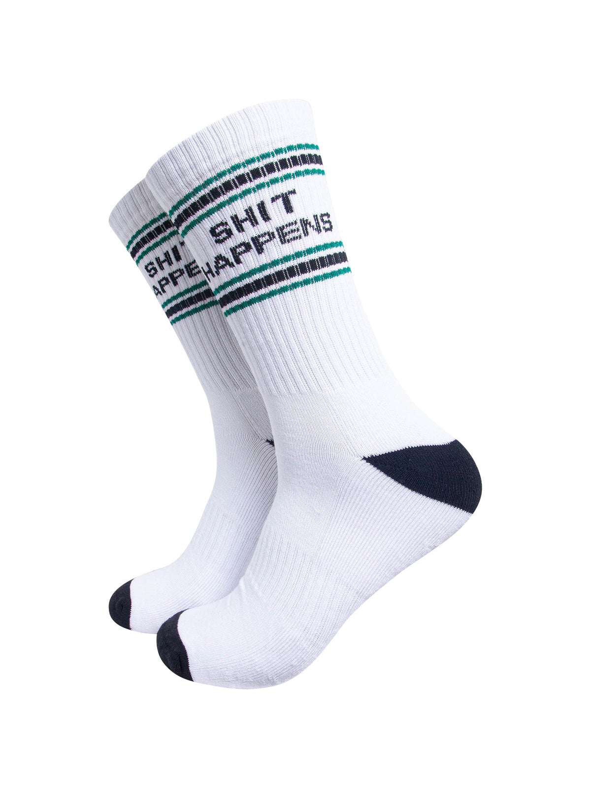 Shit Happens Organic Cotton Sports Socks in White/Black