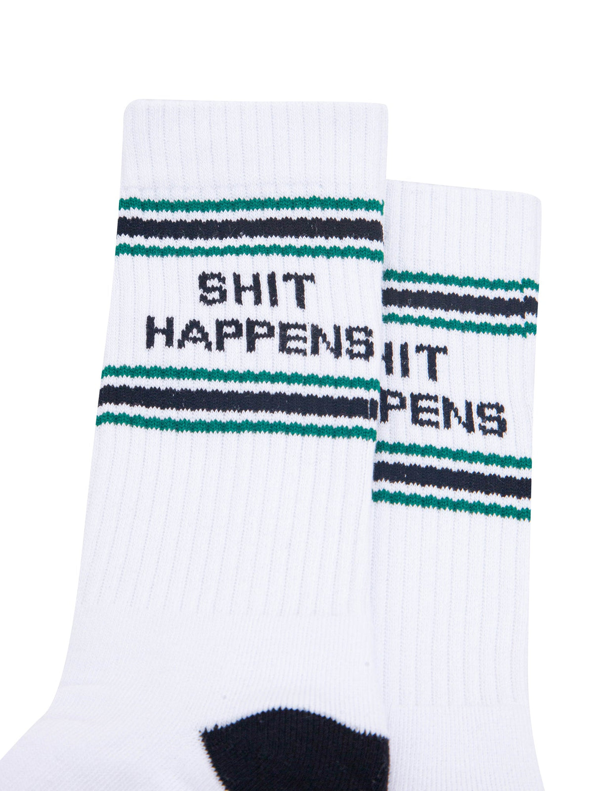 Shit Happens Organic Cotton Sports Socks in White/Black
