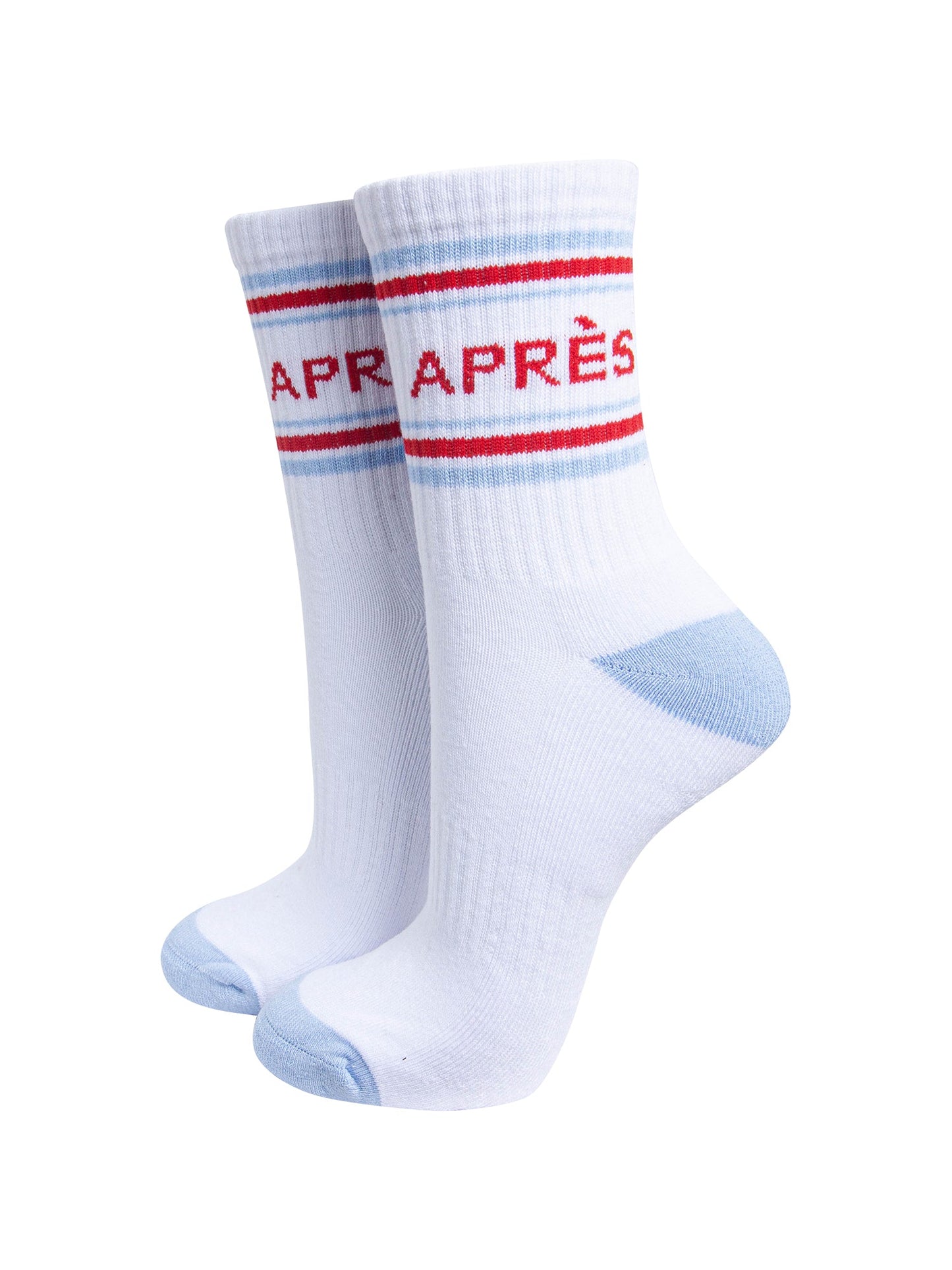 Apres-Organic-Cotton-Sports-Socks-in-White/Icy-Blue-On-Mannequin