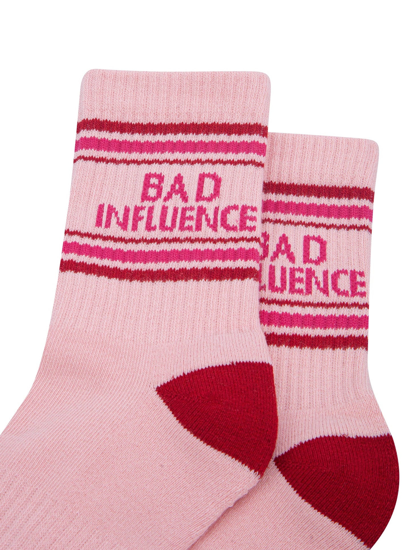 Bad-Influence-Organic-Cotton-Sports-Socks-in-Soft-Pink/Red-Close-Up