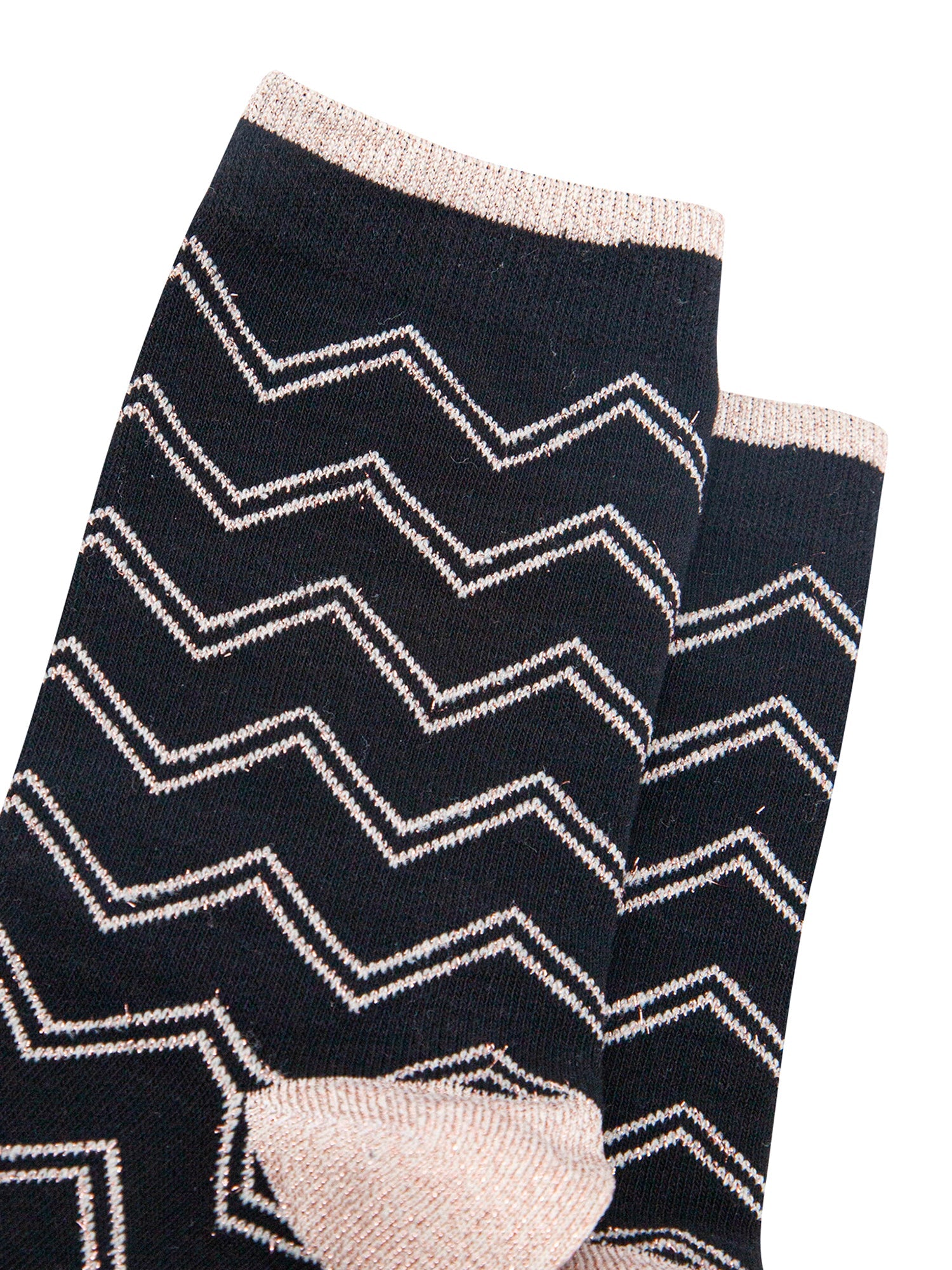 Zig-Zag-Combed-Cotton-Glitter-Socks-in-Black-Closeup