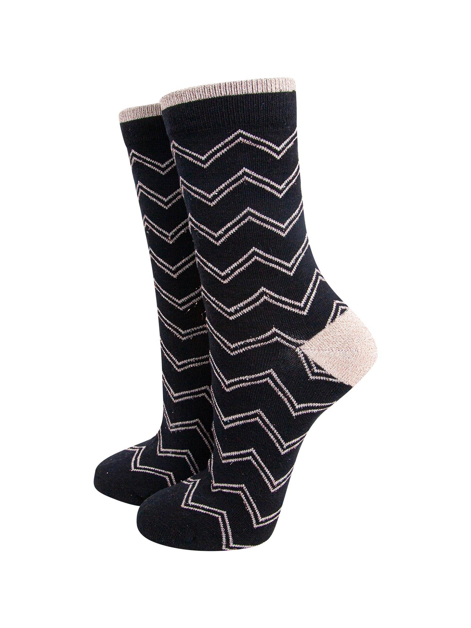 Zig-Zag-Combed-Cotton-Glitter-Socks-in-Black-Mannequin