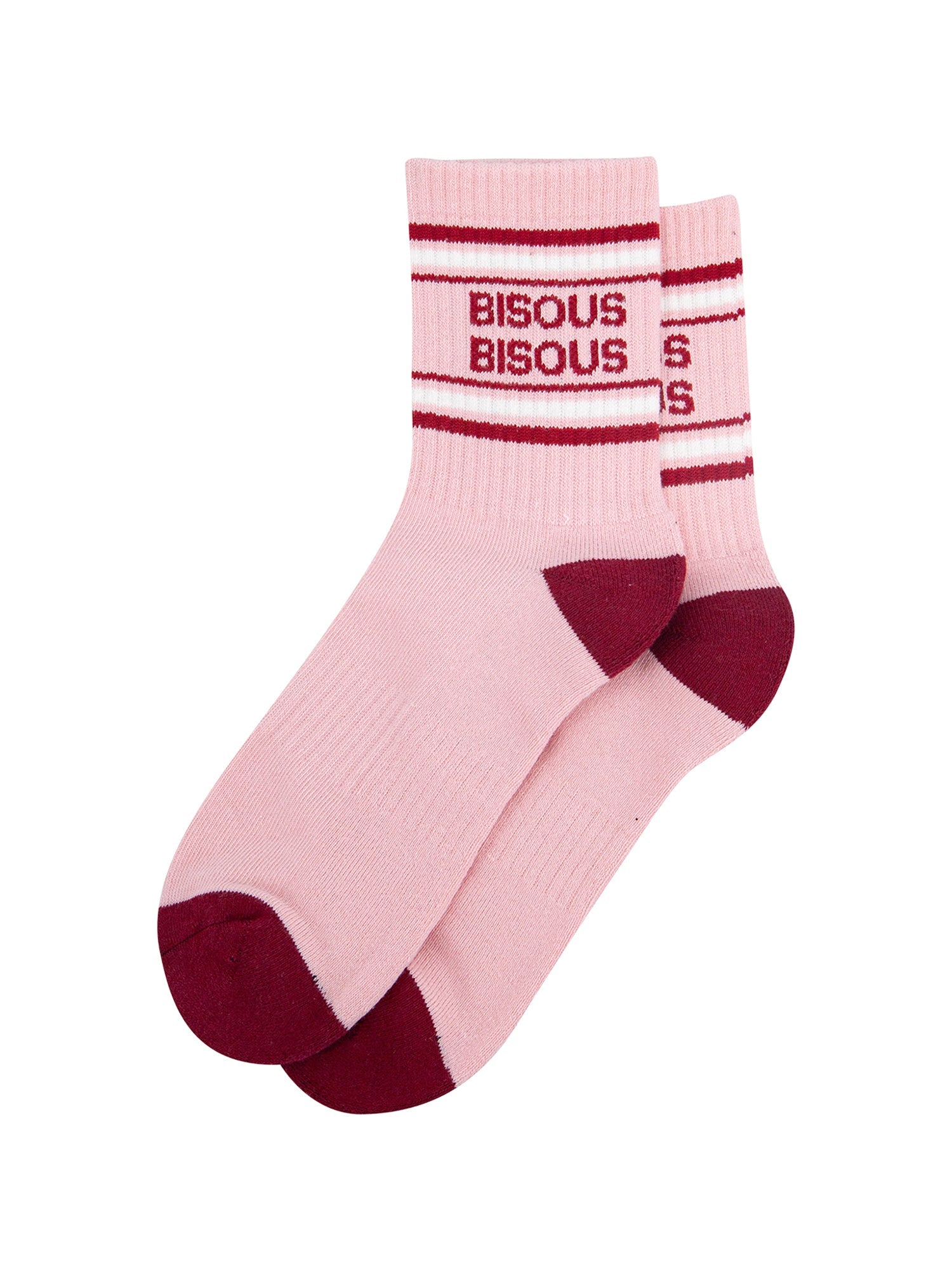Bisous-Bisous-Organic-Cotton-Sports-Socks-in-Pink-Lying-Flat