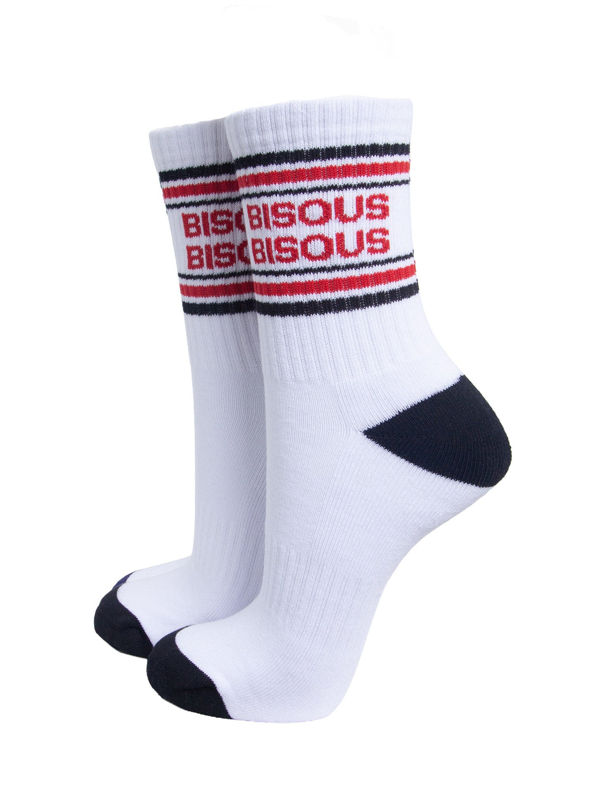 Bisous-Bisous-Organic-Cotton-Sports-Socks-in-White/Black-On-Mannequin