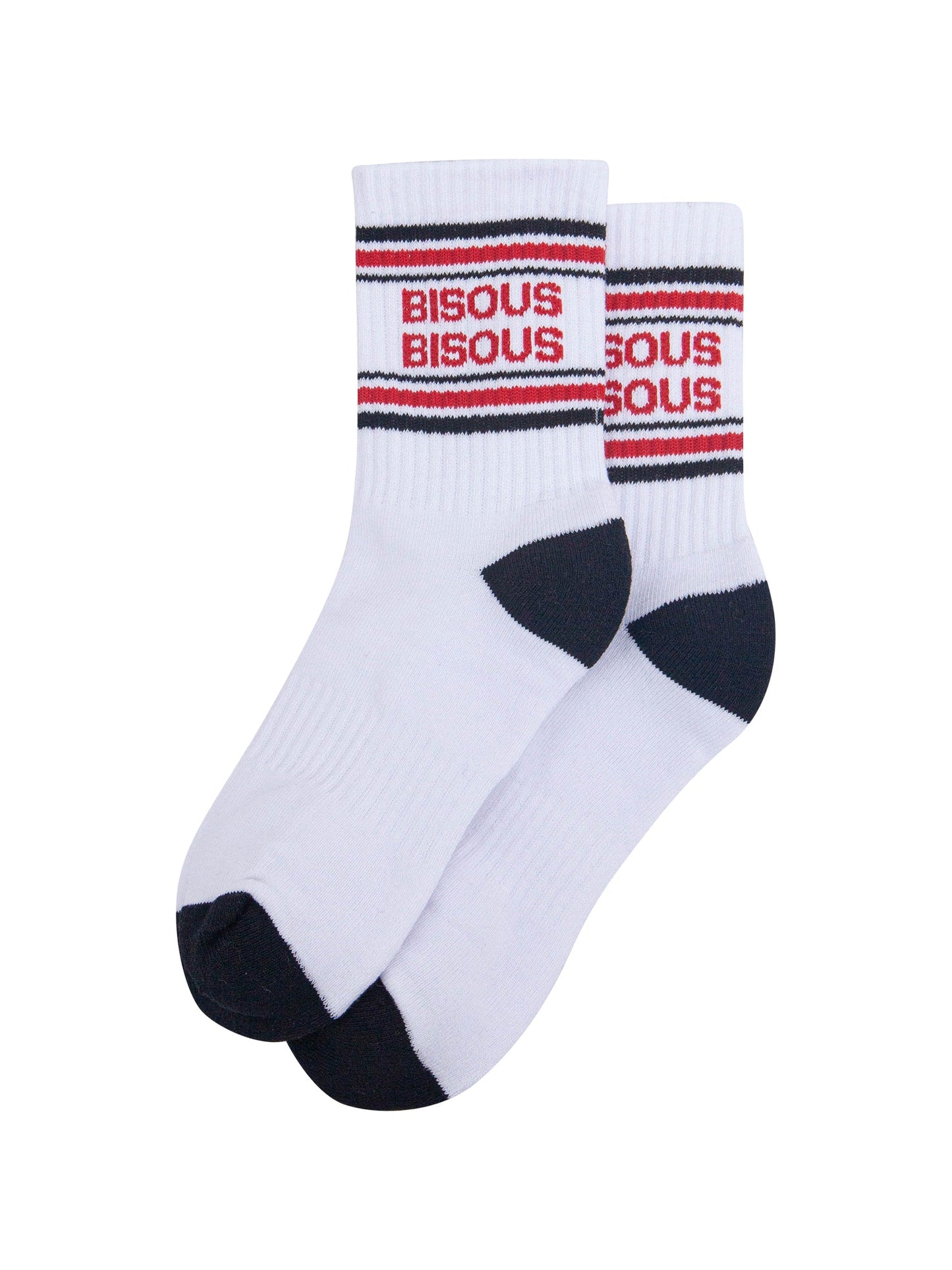 Bisous-Bisous-Organic-Cotton-Sports-Socks-in-White/Black-Laid-Flat