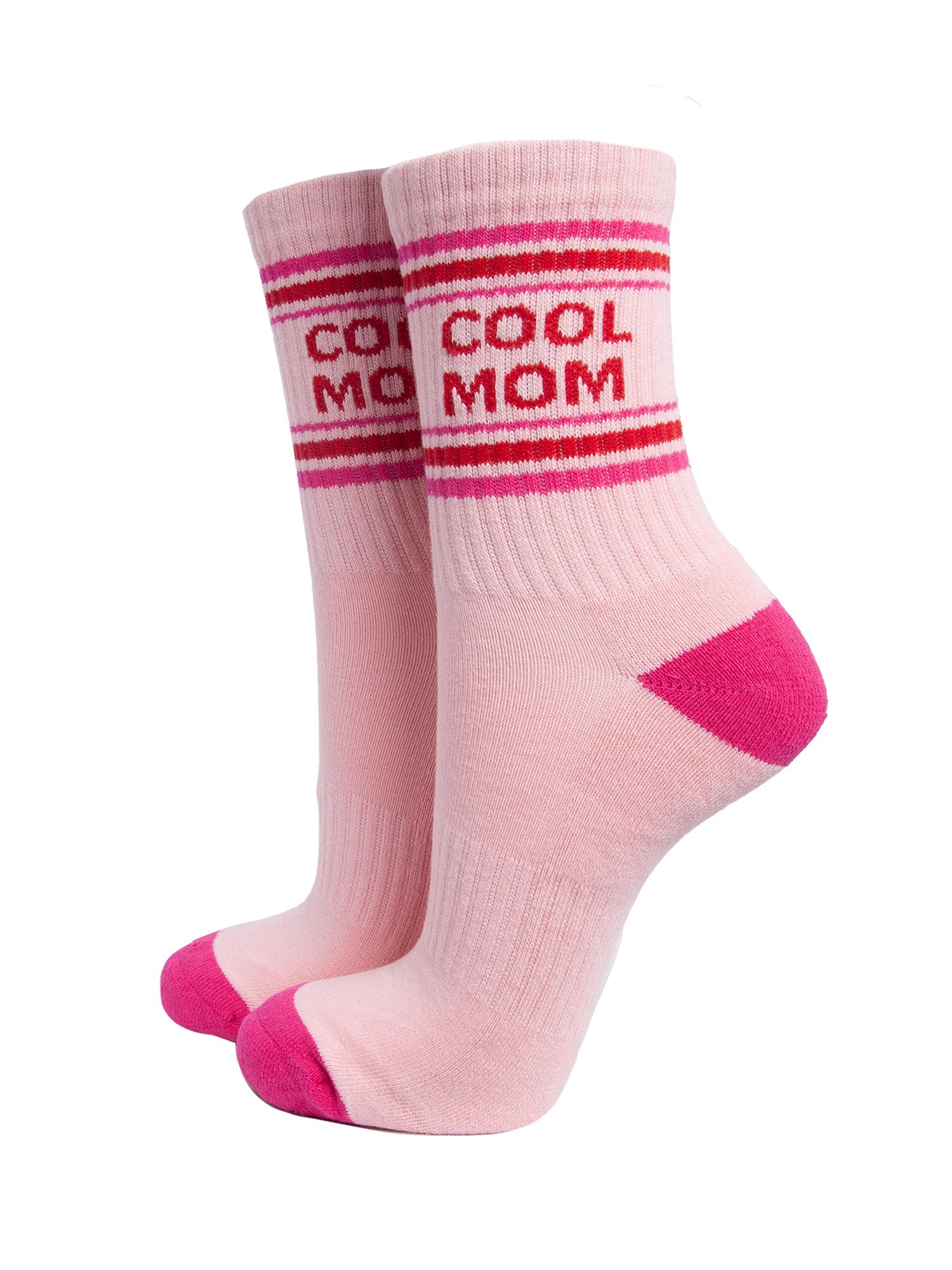 Cool-Mom-Organic-Cotton-Sports-Socks-in-Soft-Pink/Red-On-Mannequin